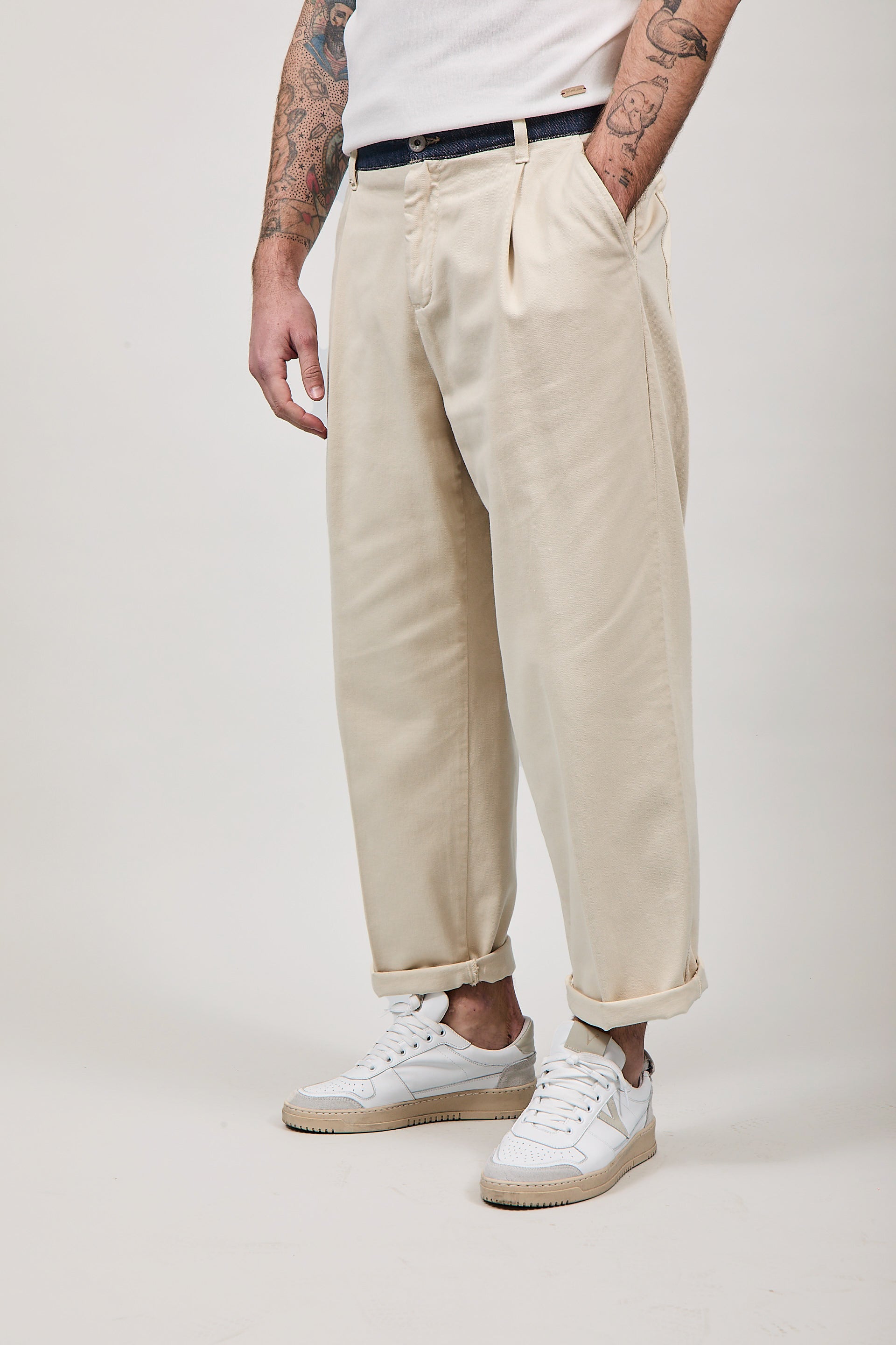 Pantalone cinta denim Berna Panna