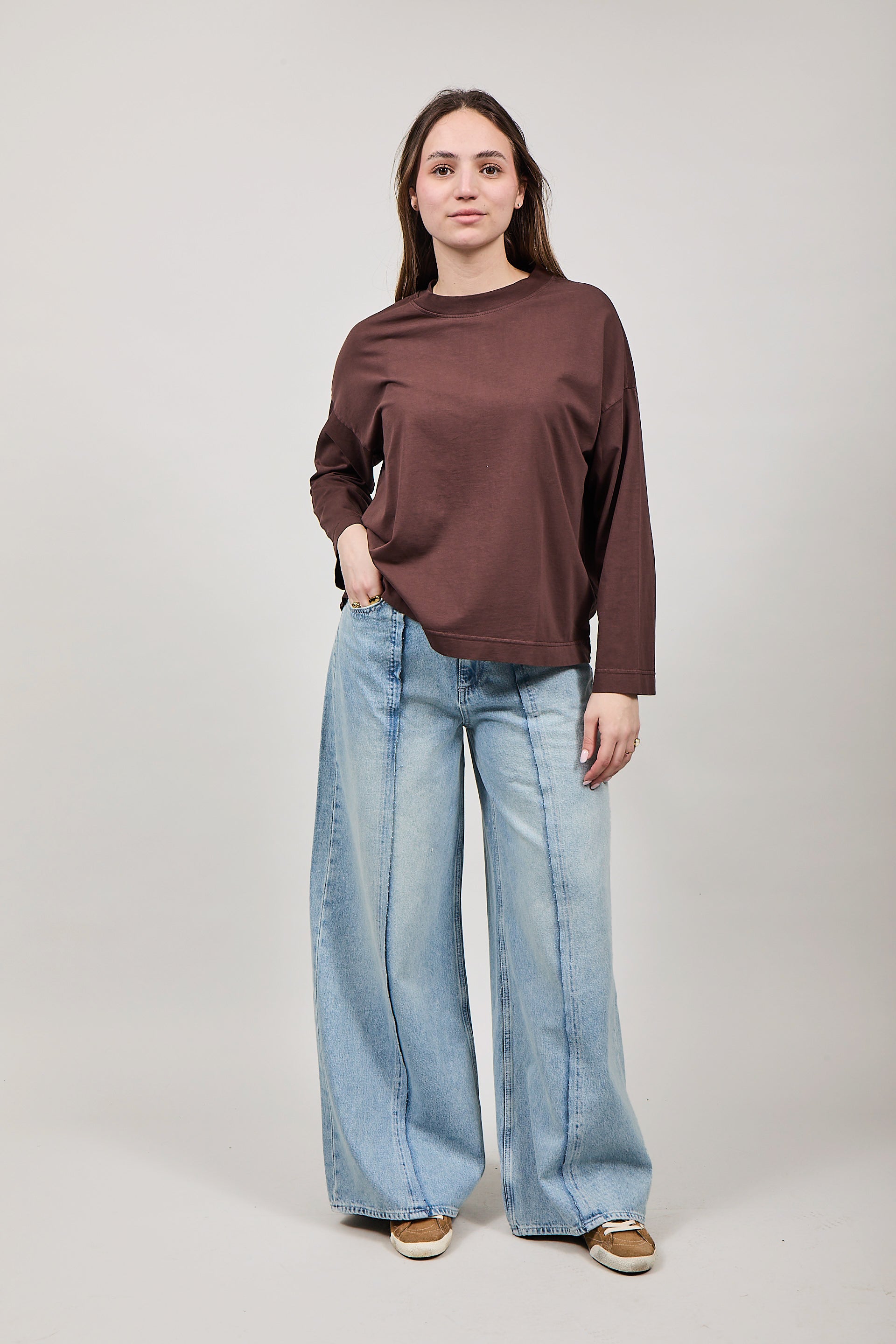 T-shirt Haveone Manica Lunga Cioccolato