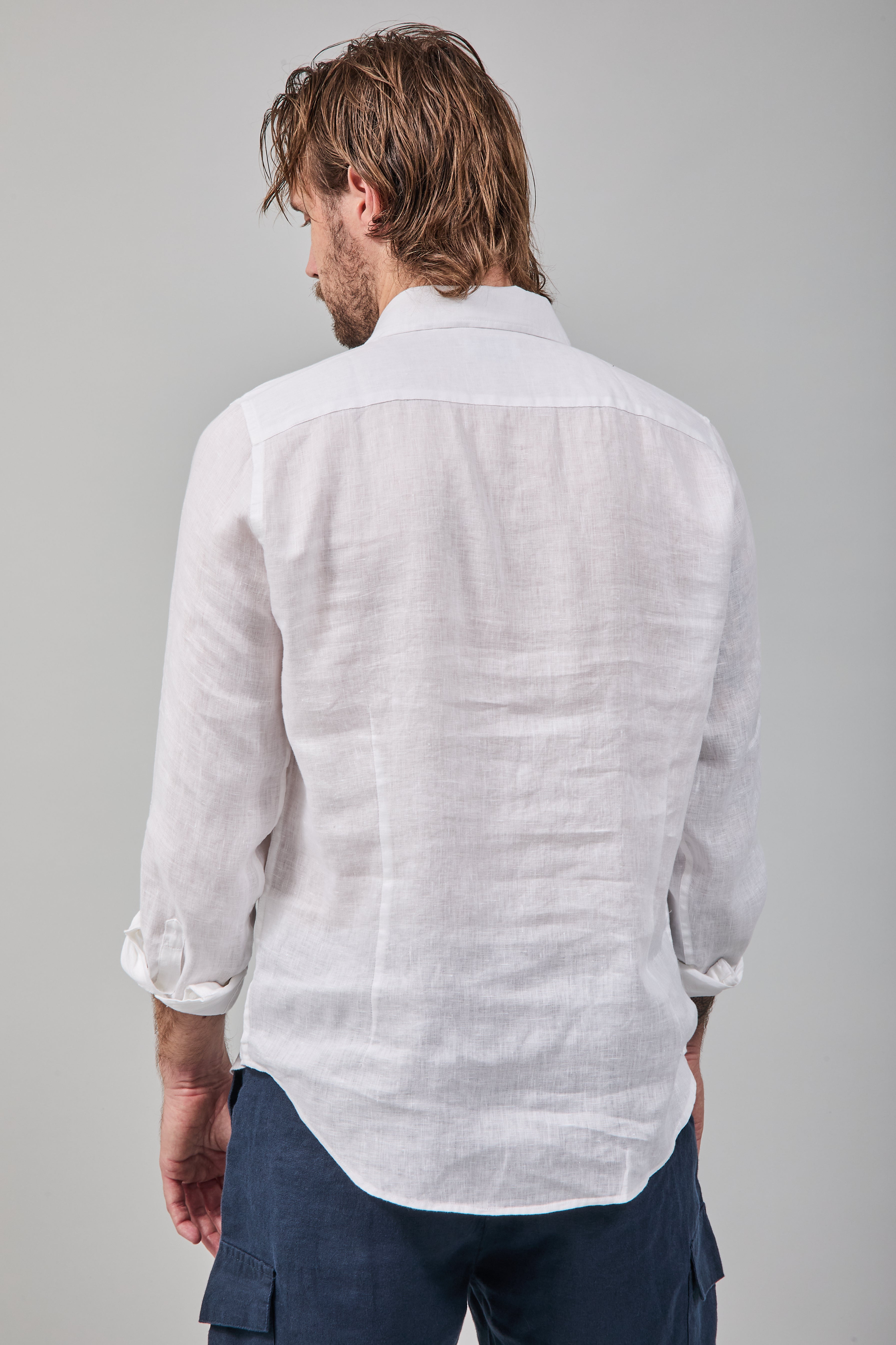 Camicia Berna Lino Bianca 448