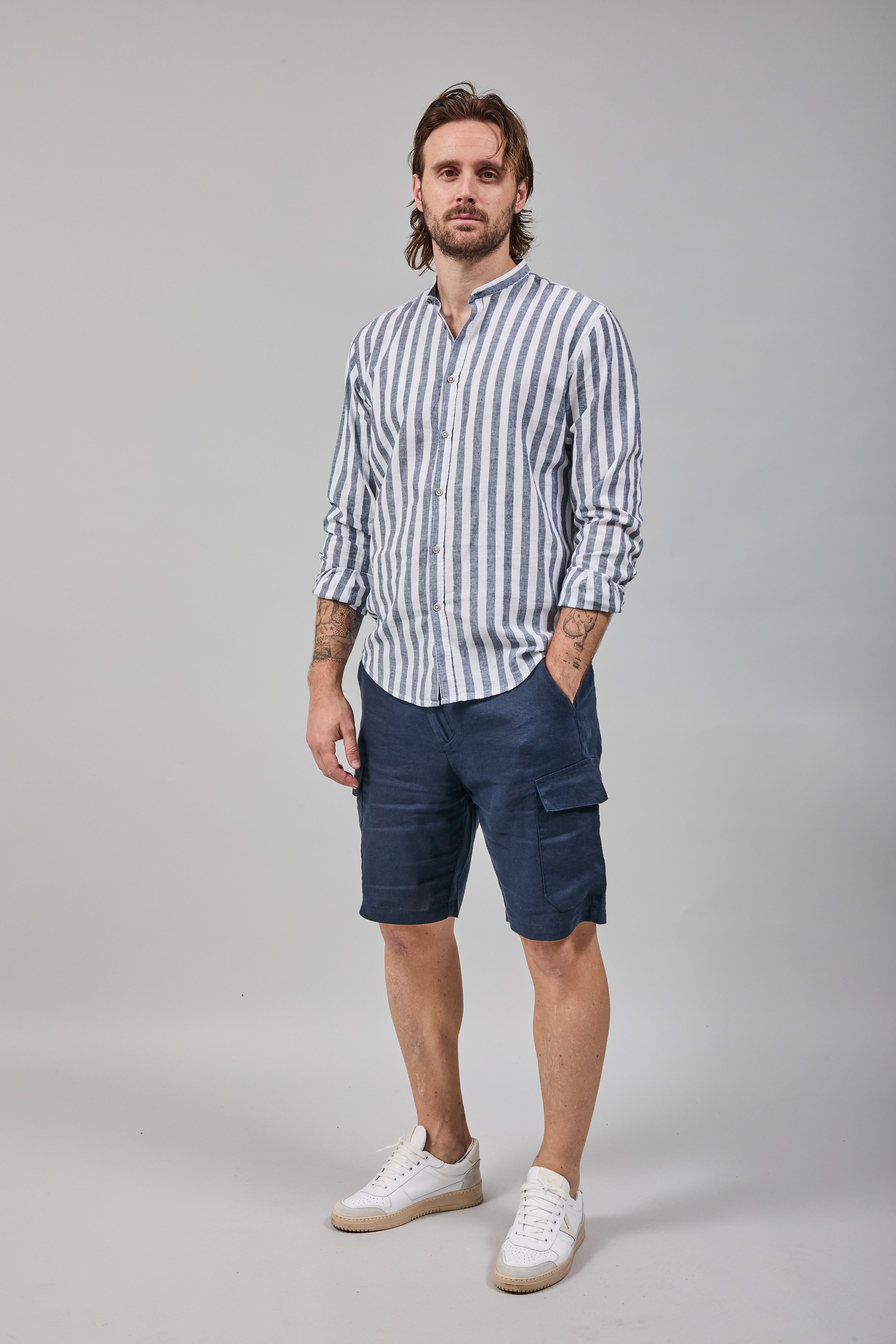 Camicia Block Eleven Lincot riga larga Navy
