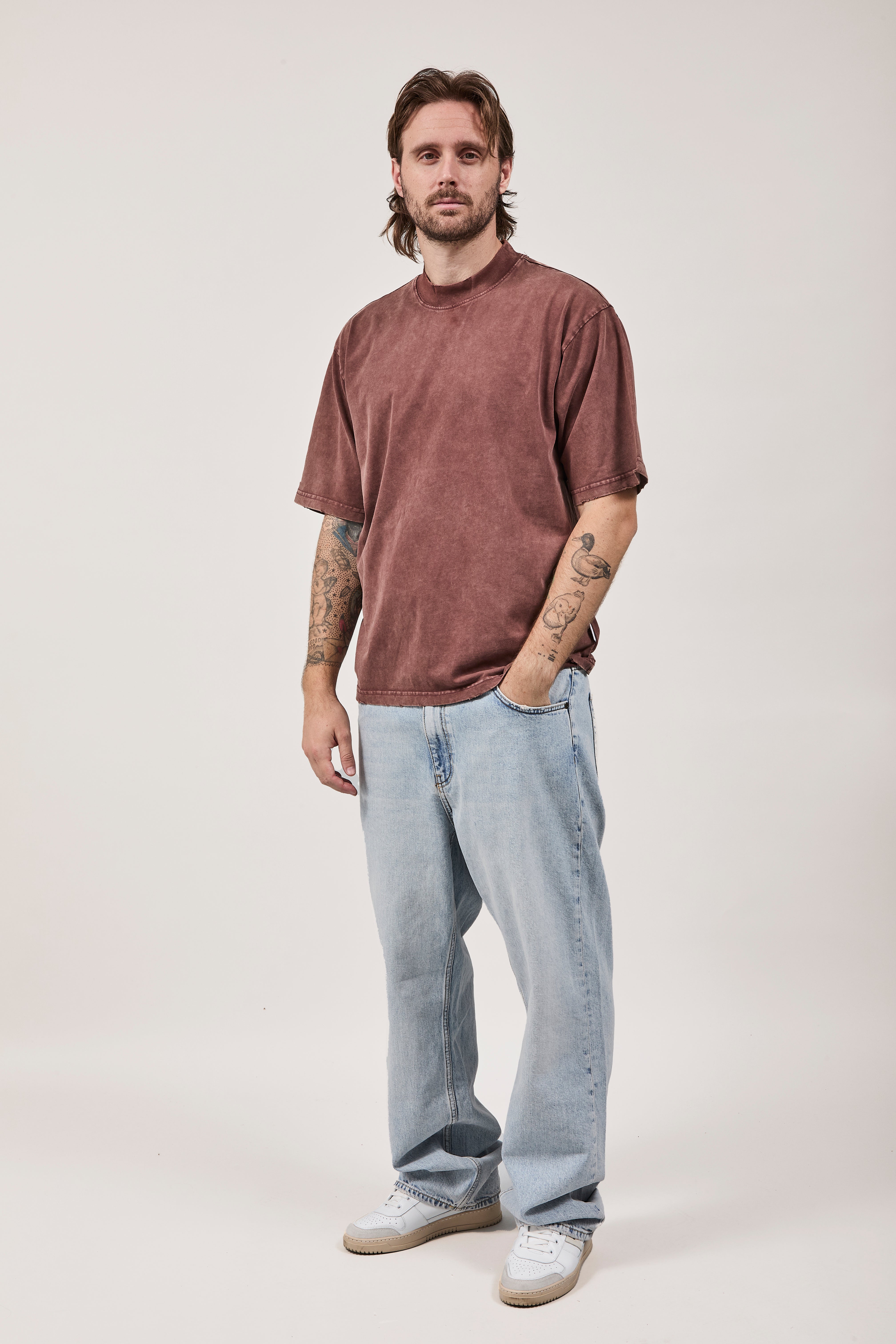 T-shirt Berna Stone Washed Bordeaux