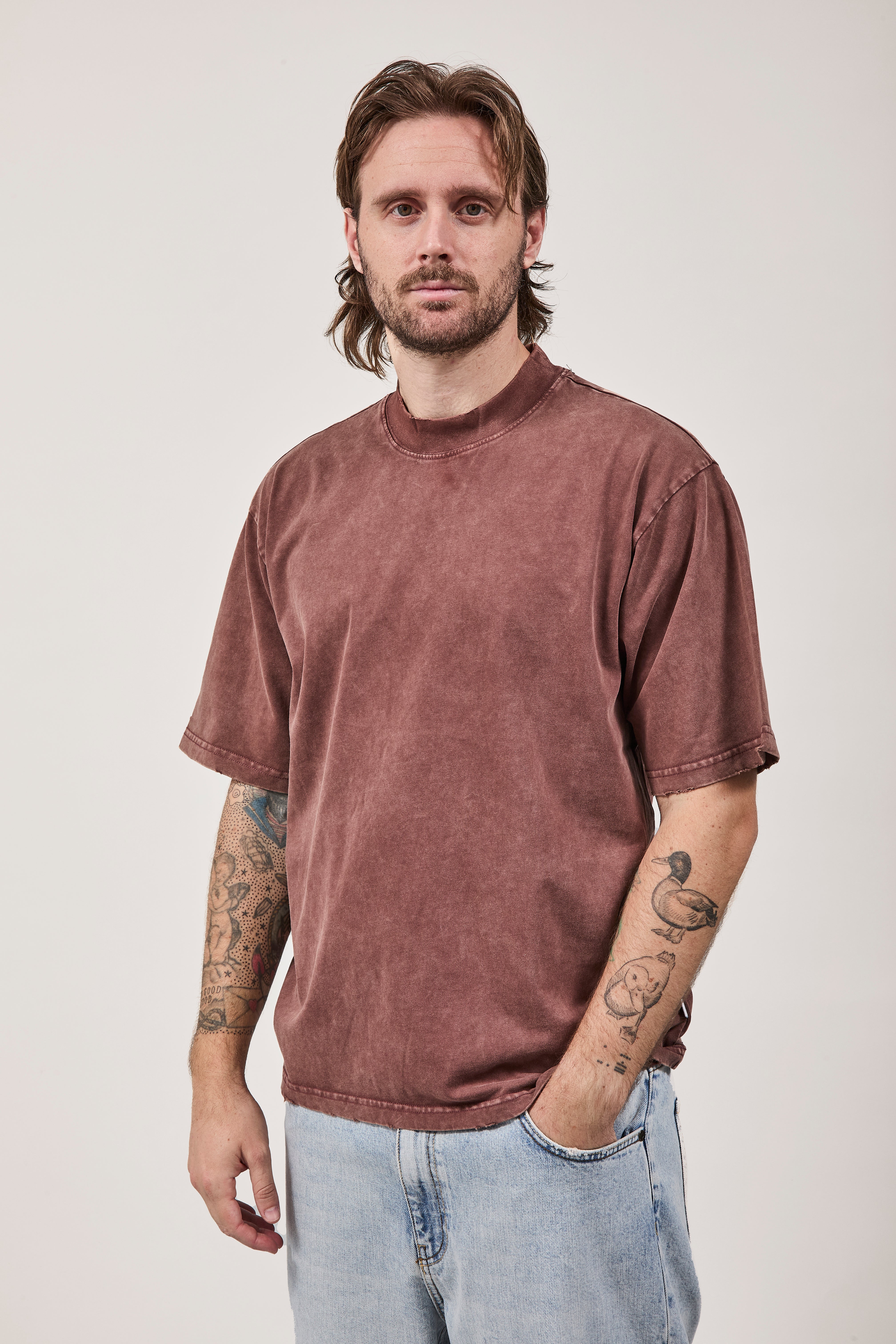 T-shirt Berna Stone Washed Bordeaux