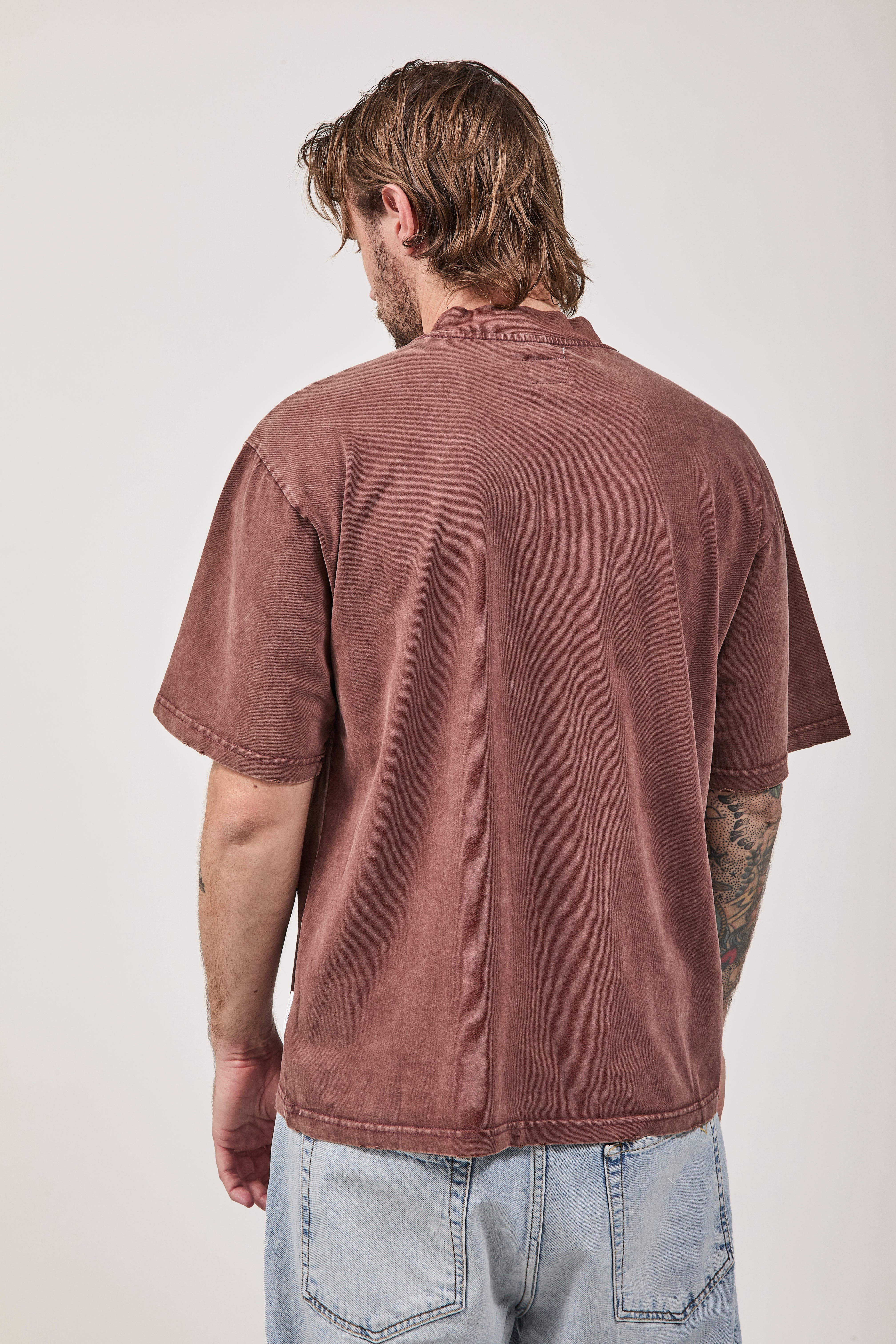 T-shirt Berna Stone Washed Bordeaux