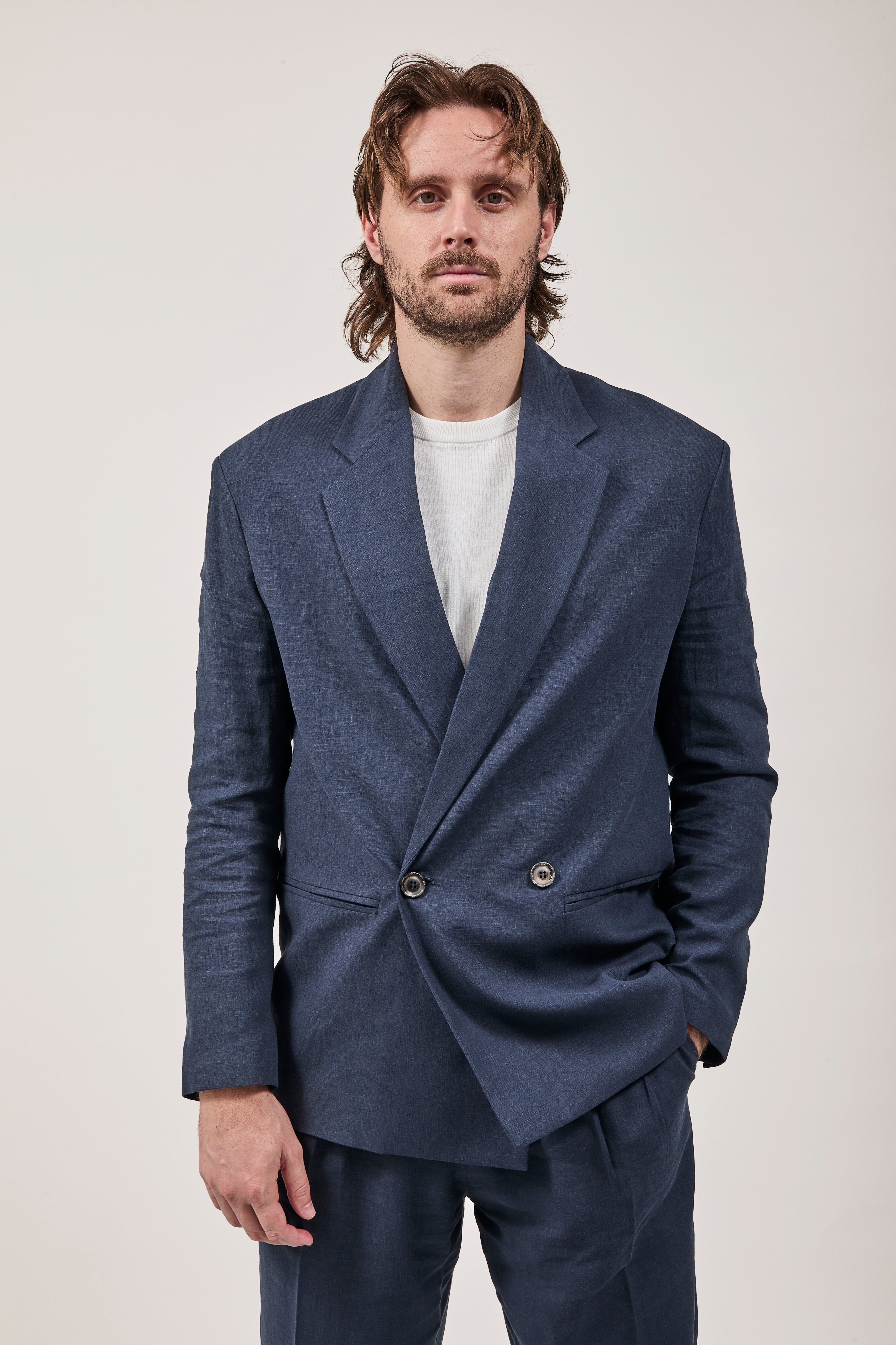 Giacca Imperial Lino Over Navy