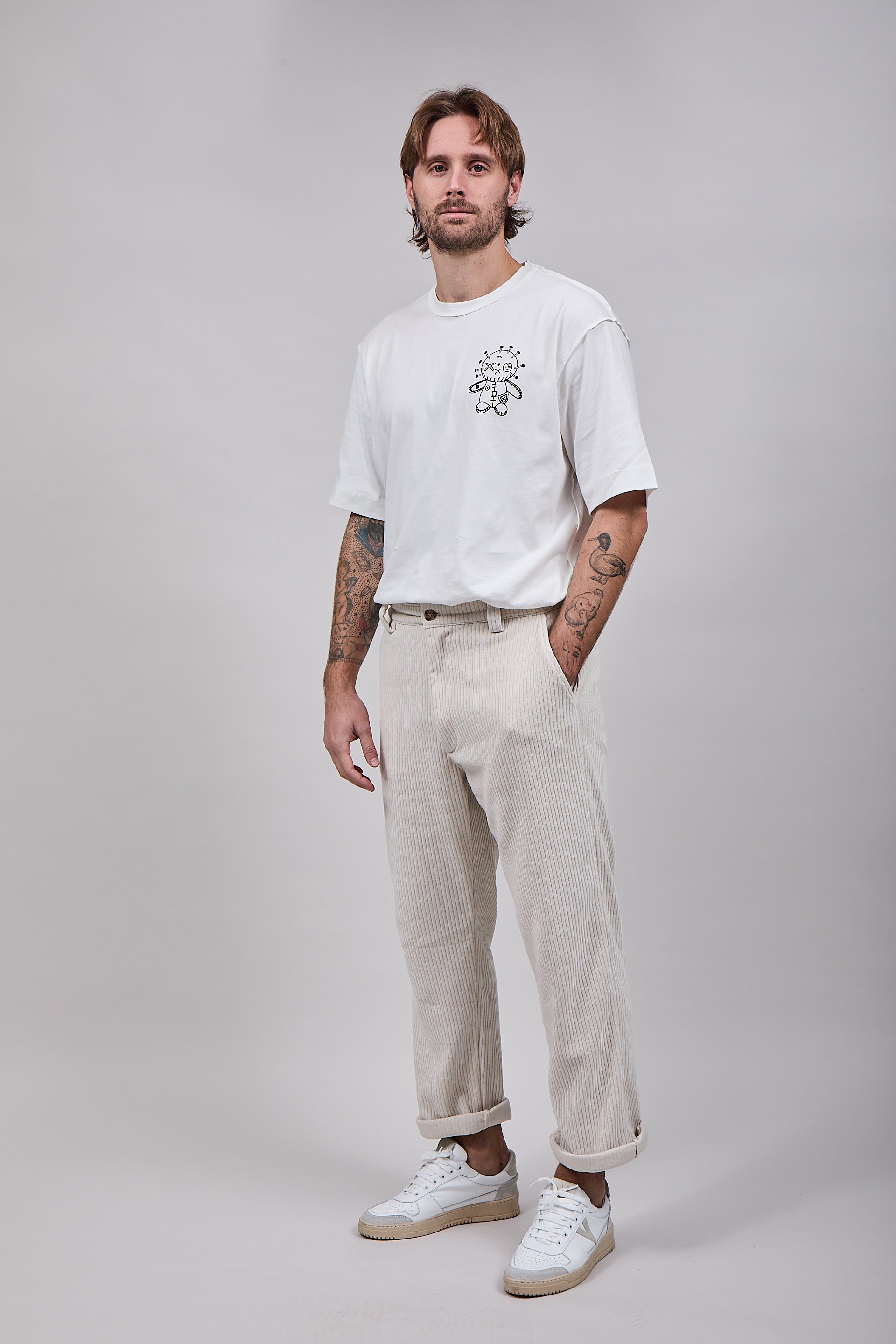 Pantalone Block Eleven Velluto Panna