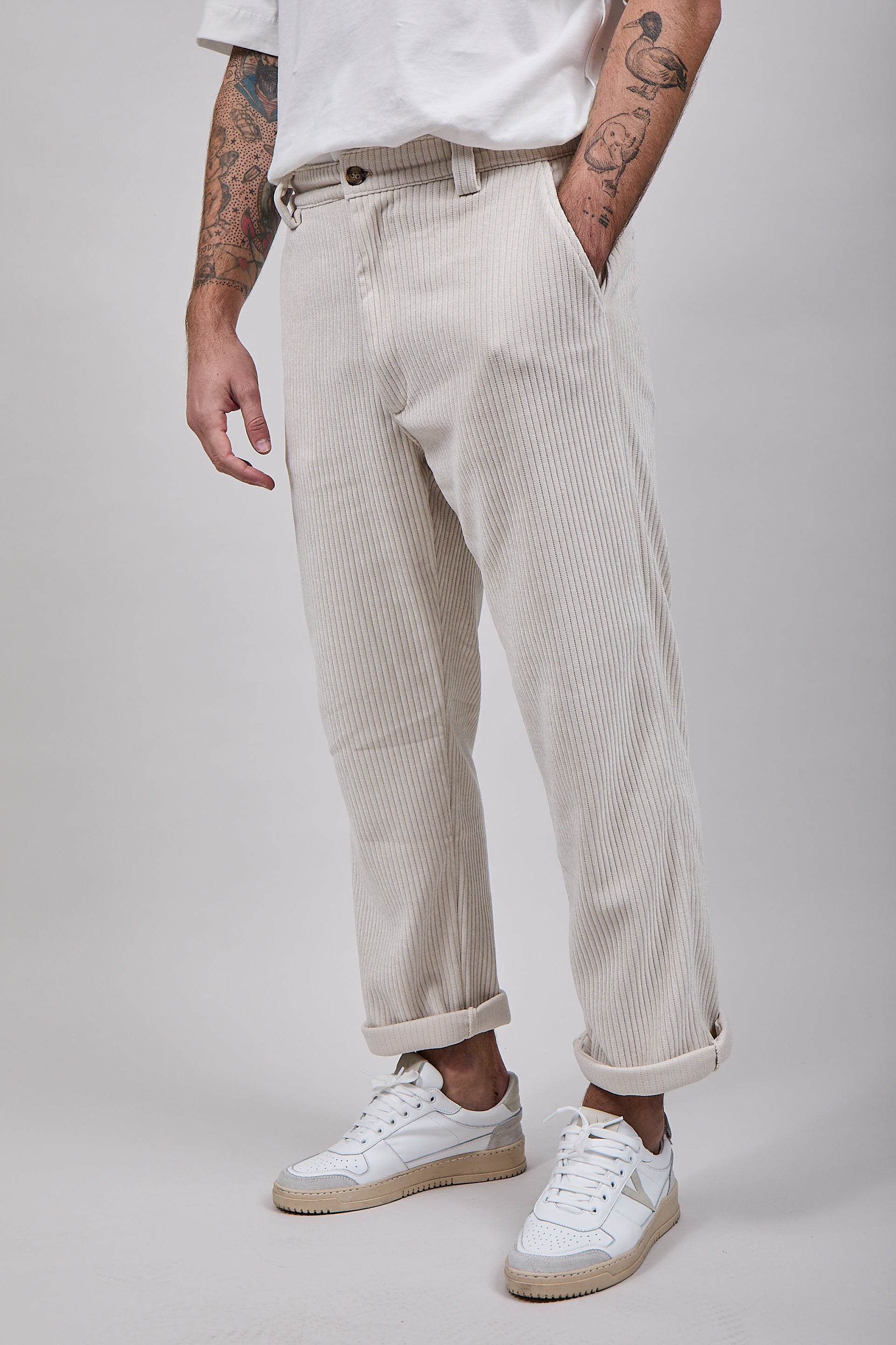 Pantalone Block Eleven Velluto Panna