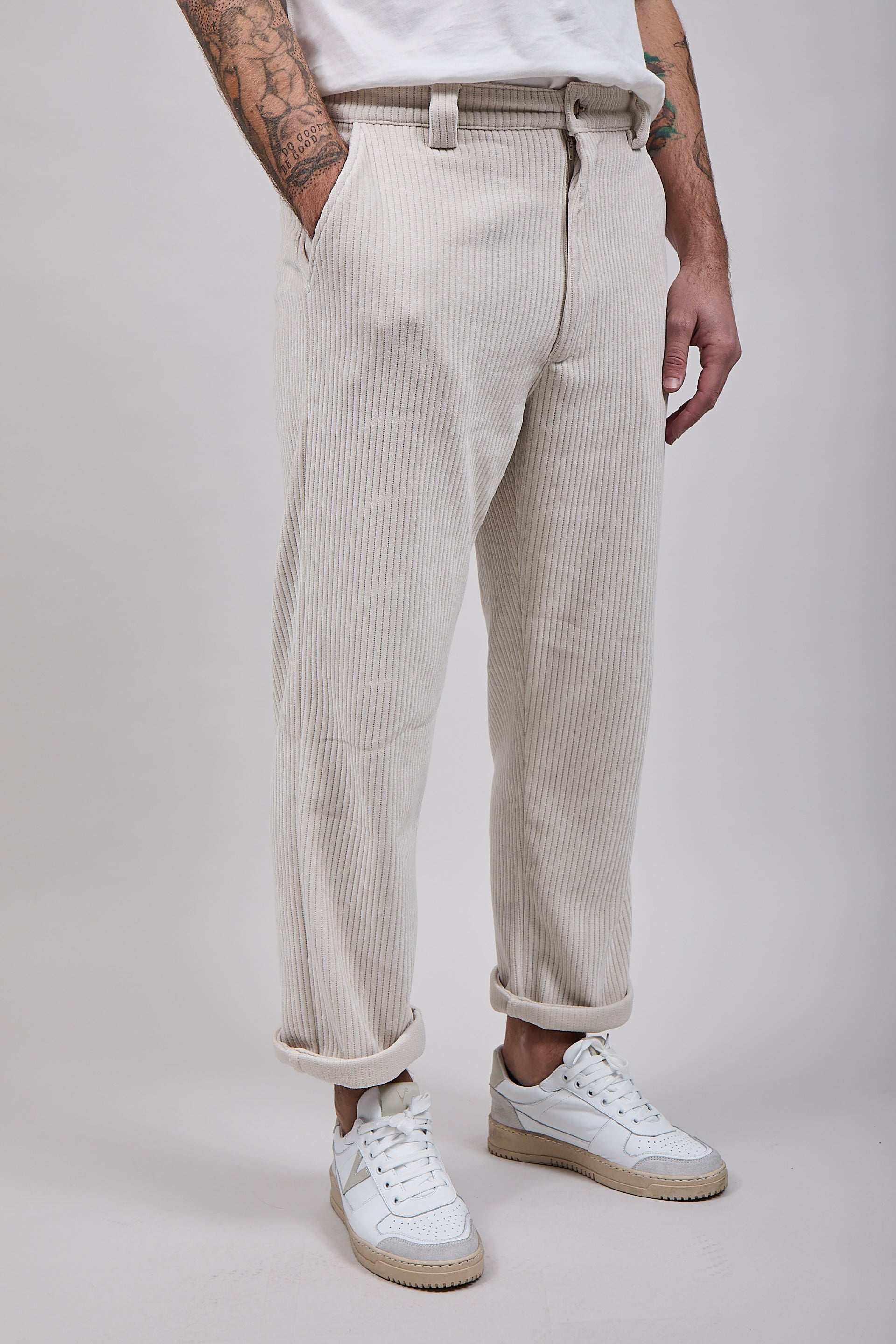 Pantalone Block Eleven Velluto Panna