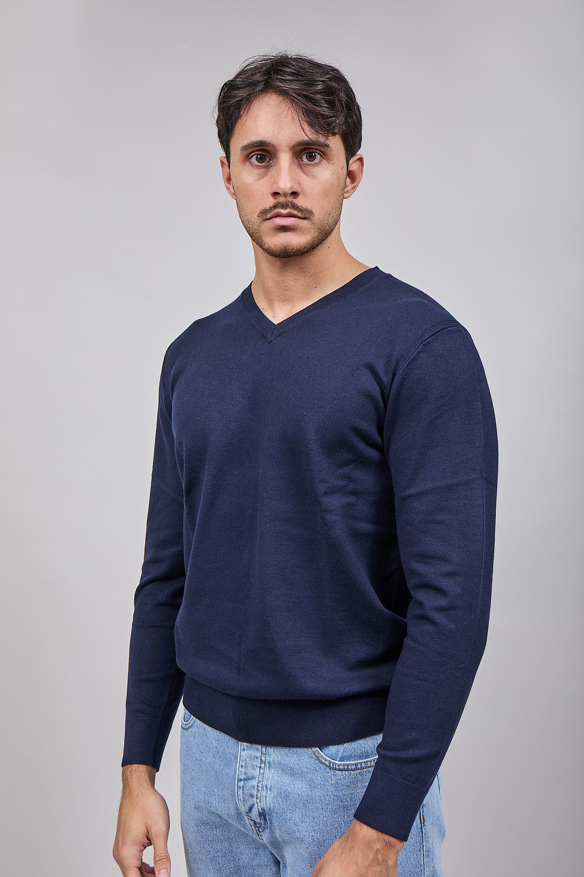 Maglioncino Diktat Cashmere Scollo V Navy 002