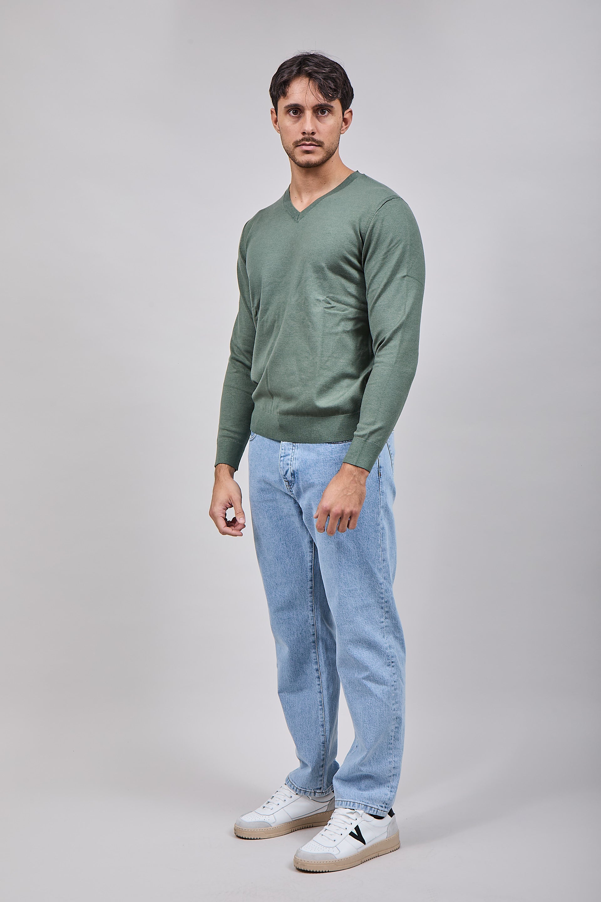 Maglioncino Diktat Cashmere Scollo V Salvia 002