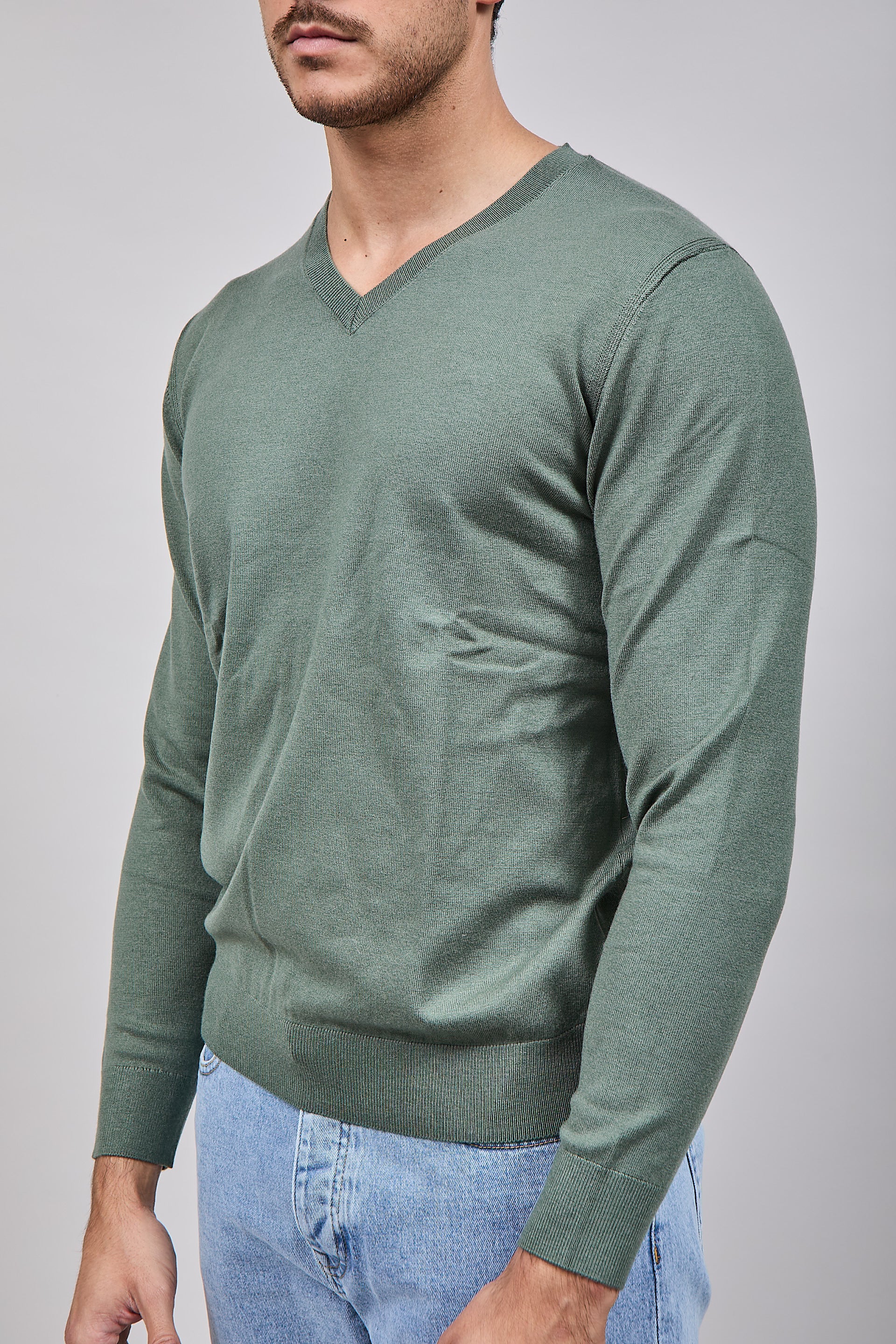 Maglioncino Diktat Cashmere Scollo V Salvia 002