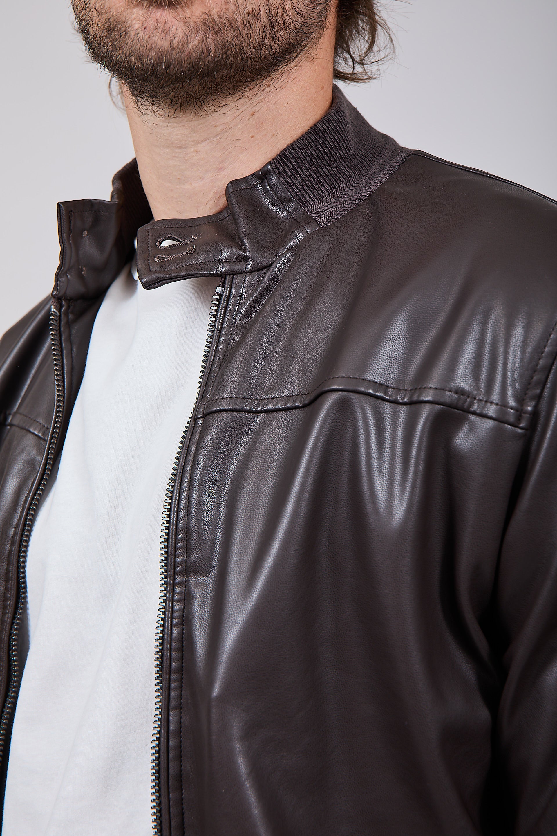 Bomber Gianni Lupo Eco-pelle Coffee 9804 (12311499931988)