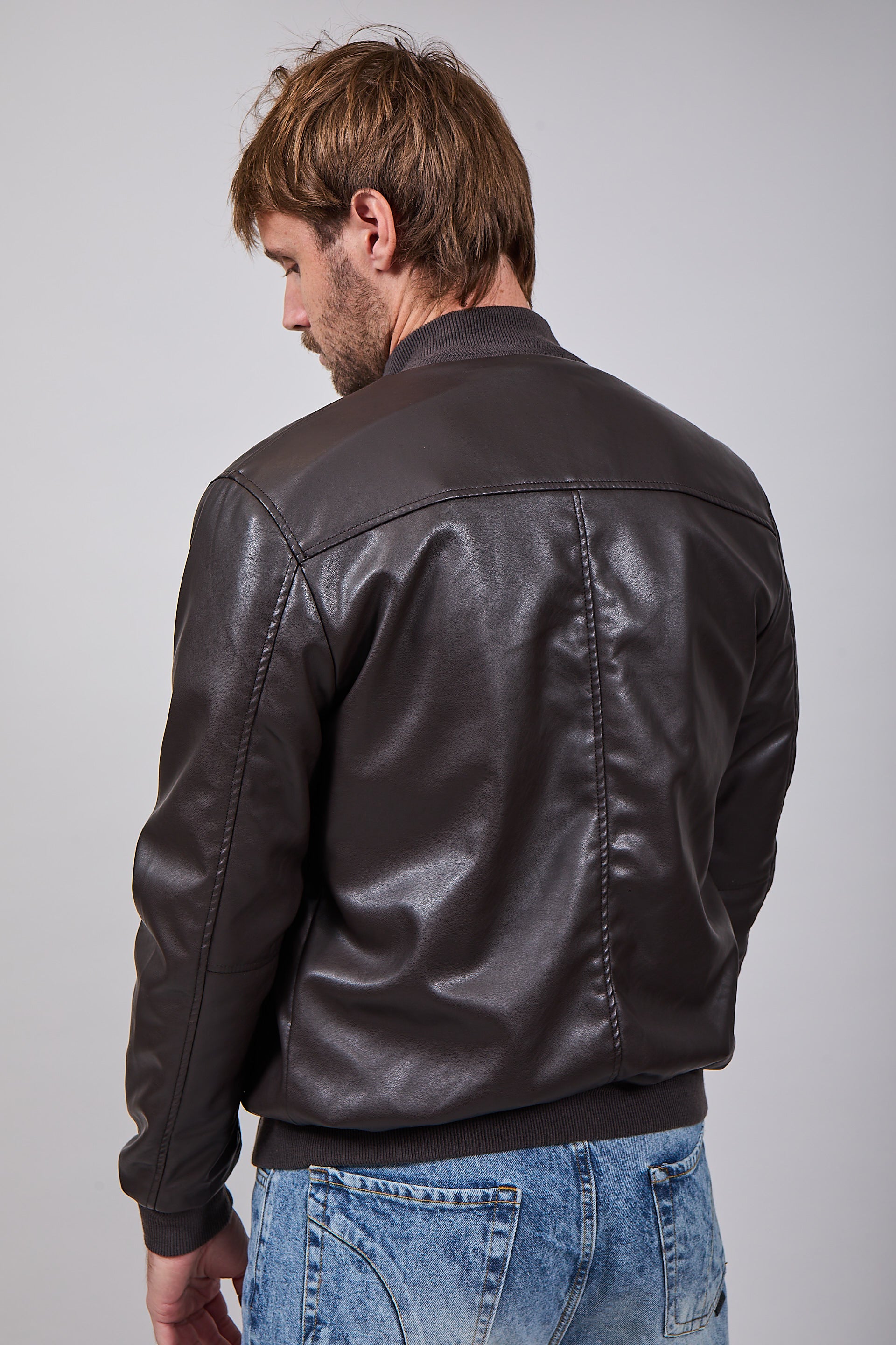 Bomber Gianni Lupo Eco-pelle Coffee 9804 (12311499931988)