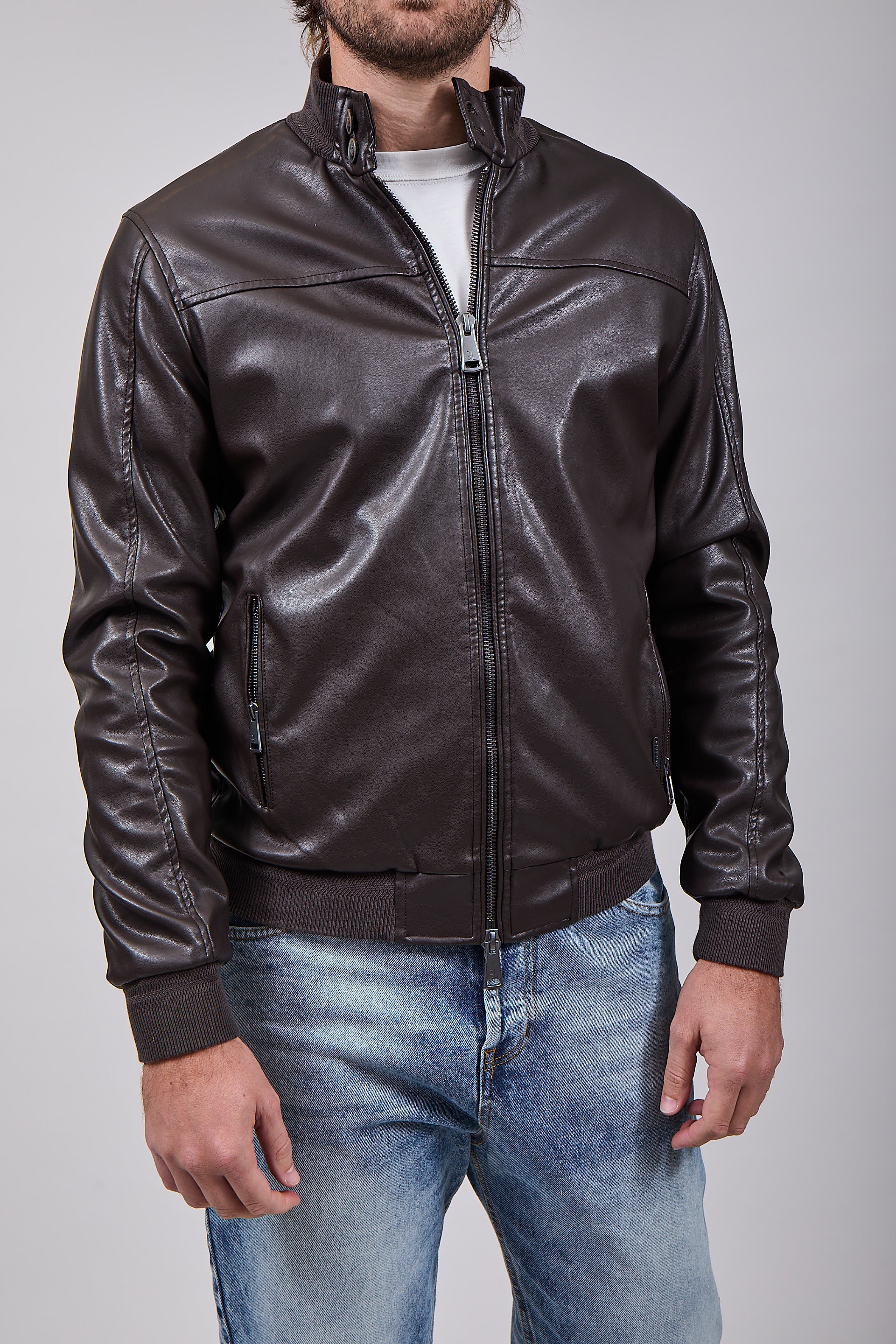 Bomber Gianni Lupo Eco-pelle Coffee 9804 (12311499931988)