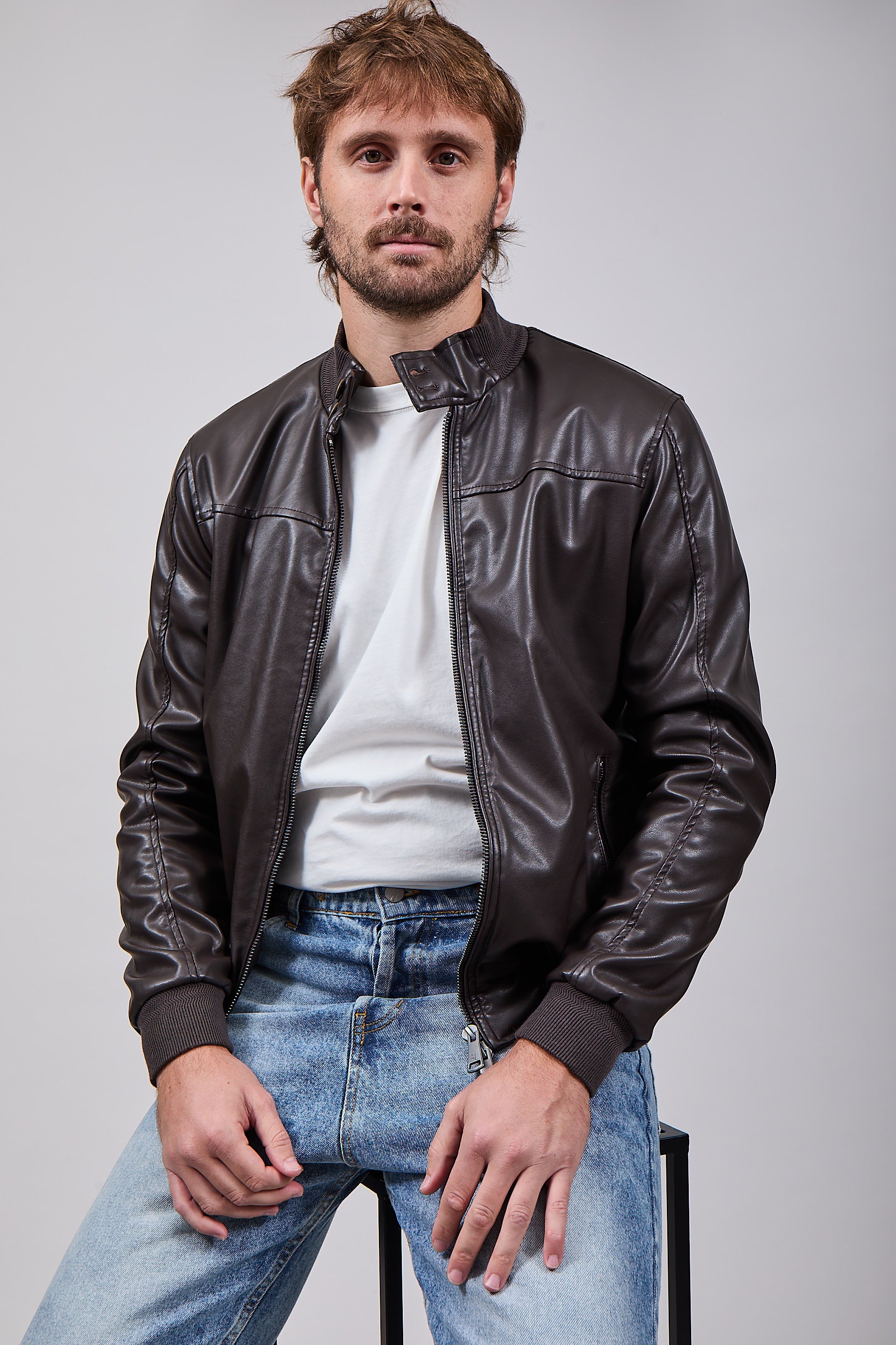 Bomber Gianni Lupo Eco-pelle Coffee 9804 (12311499931988)