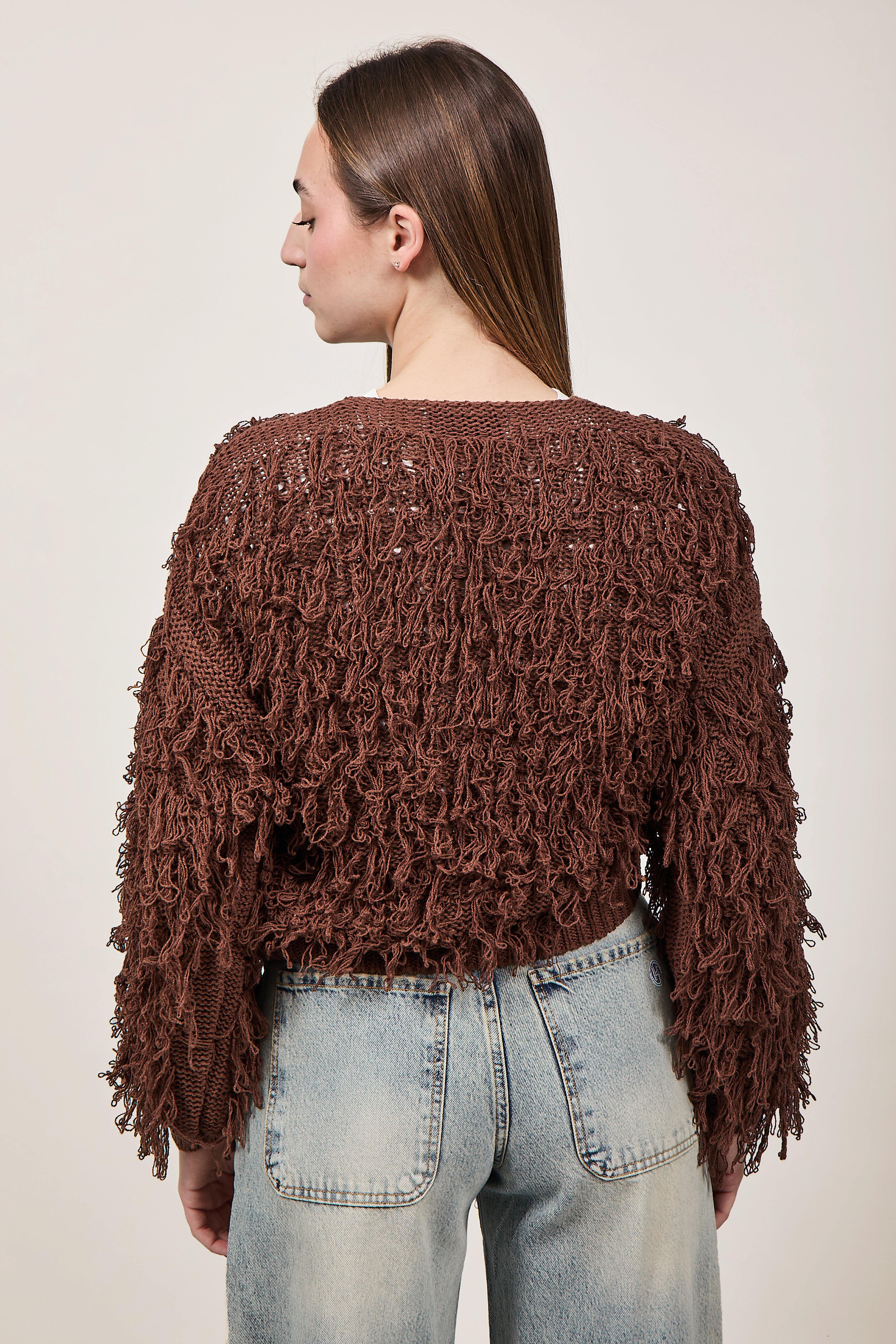 Cardigan Haveone Frangia Marrone