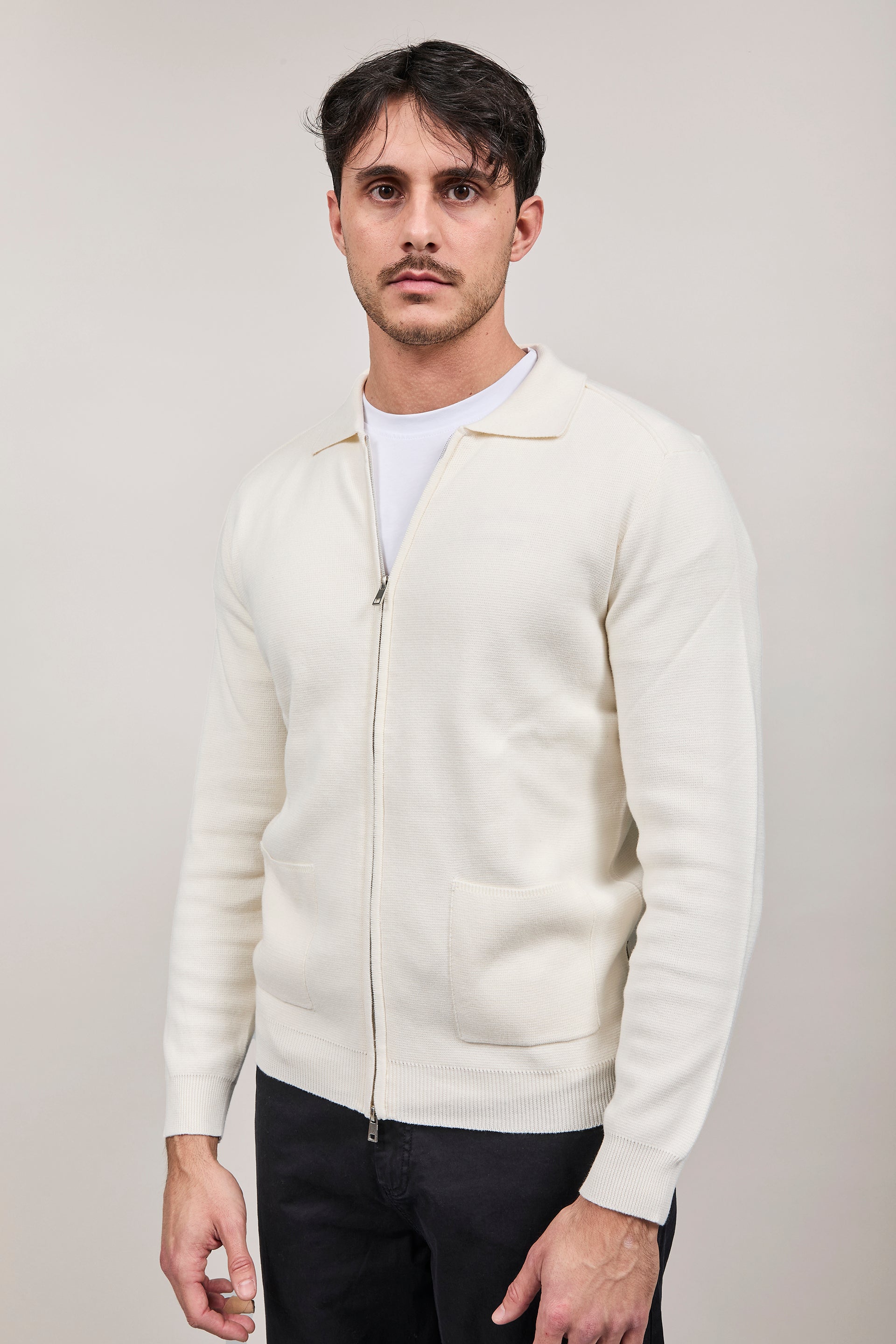 Cardigan Hamaki-ho Zip Bianco 3221