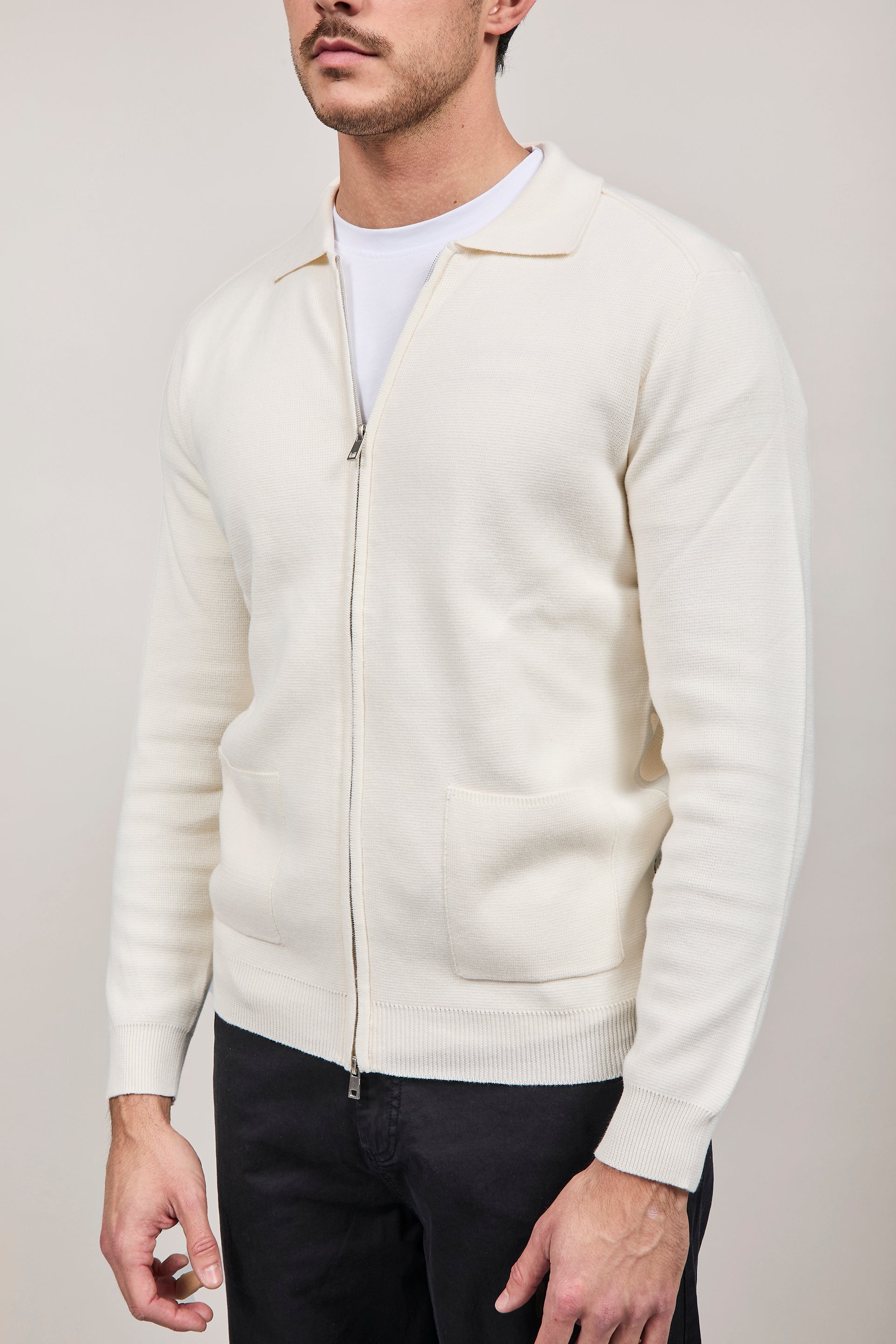 Cardigan Hamaki-ho Zip Bianco 3221