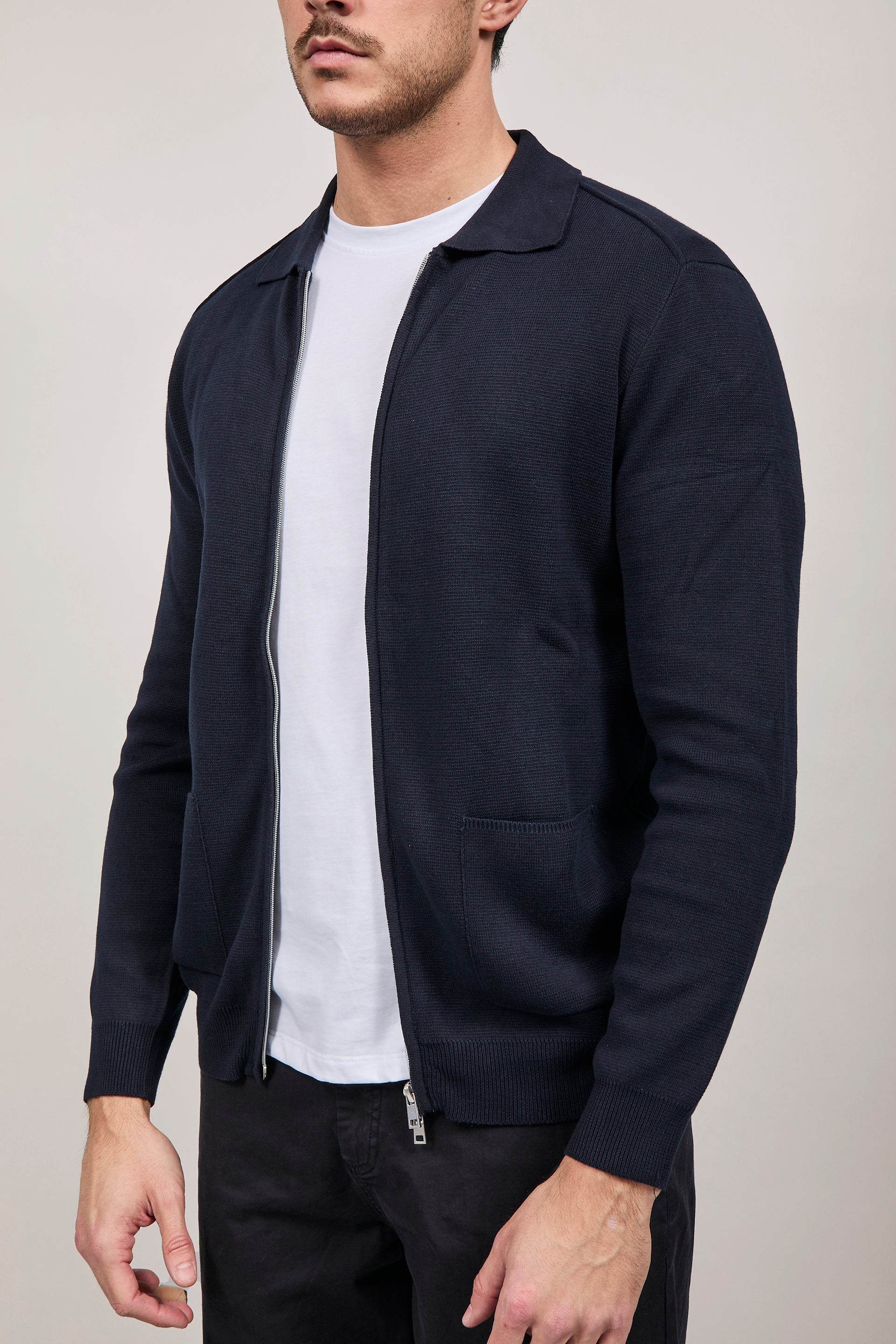 Cardigan Hamaki-ho Zip Blu 3221