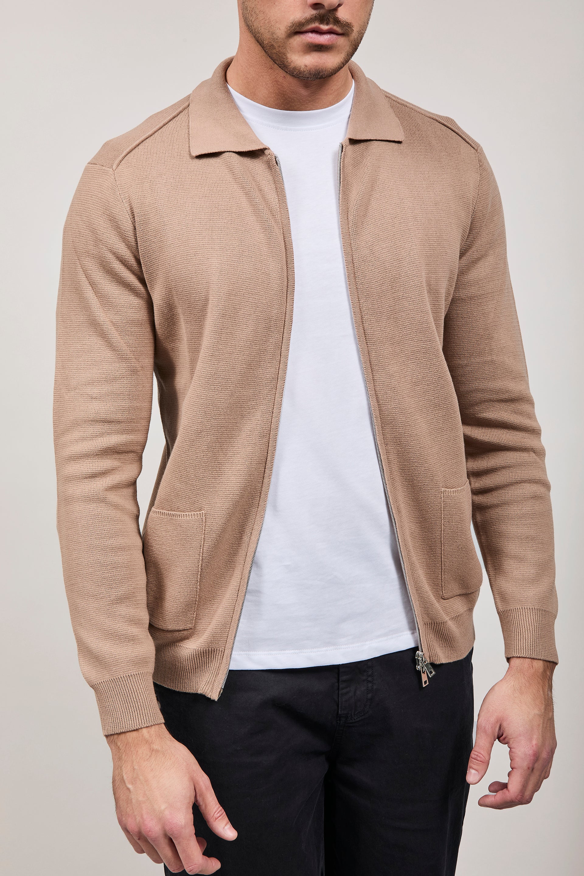 Cardigan Hamaki-ho Zip Beige 3221