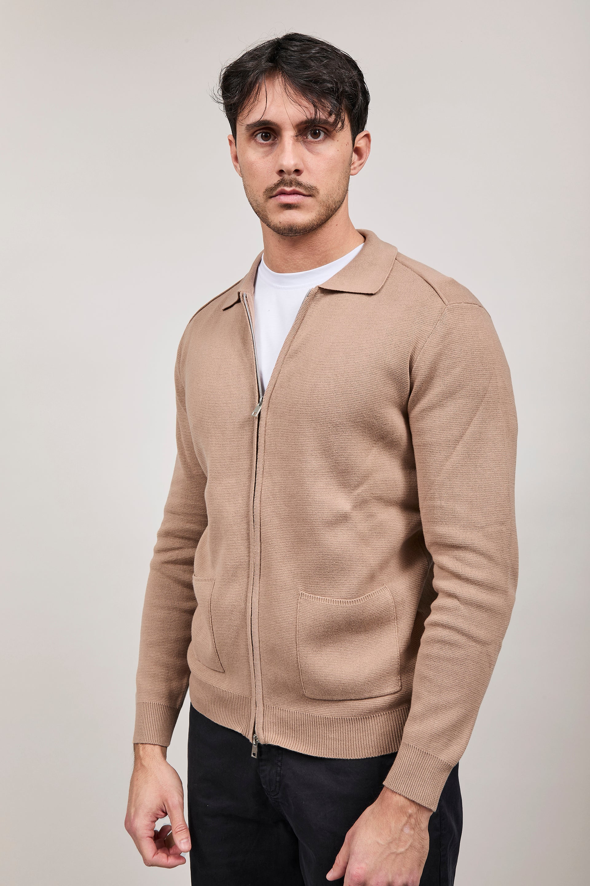 Cardigan Hamaki-ho Zip Beige 3221