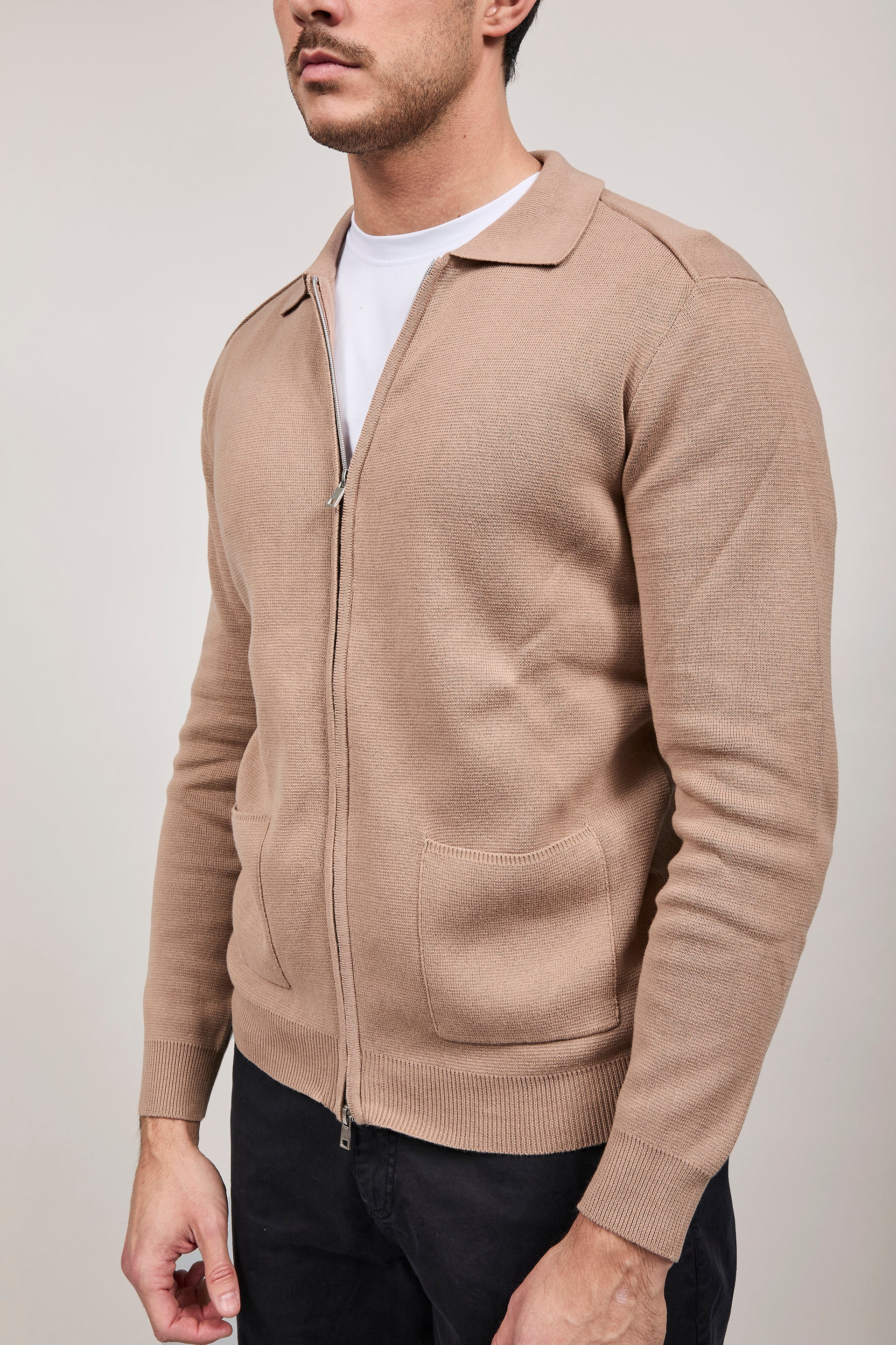 Cardigan Hamaki-ho Zip Beige 3221