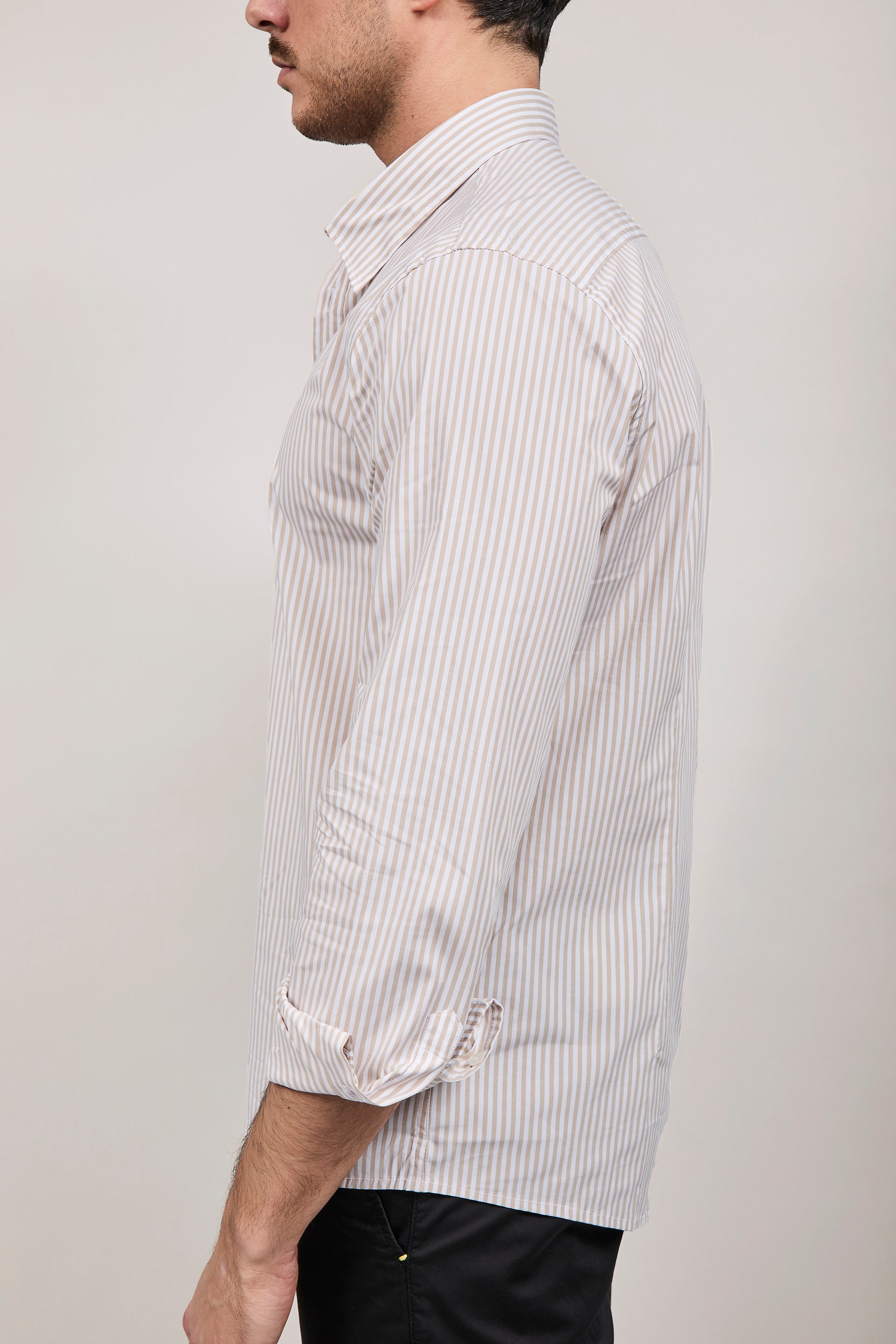 Camicia Hamaki-ho Rigata Beige 1307