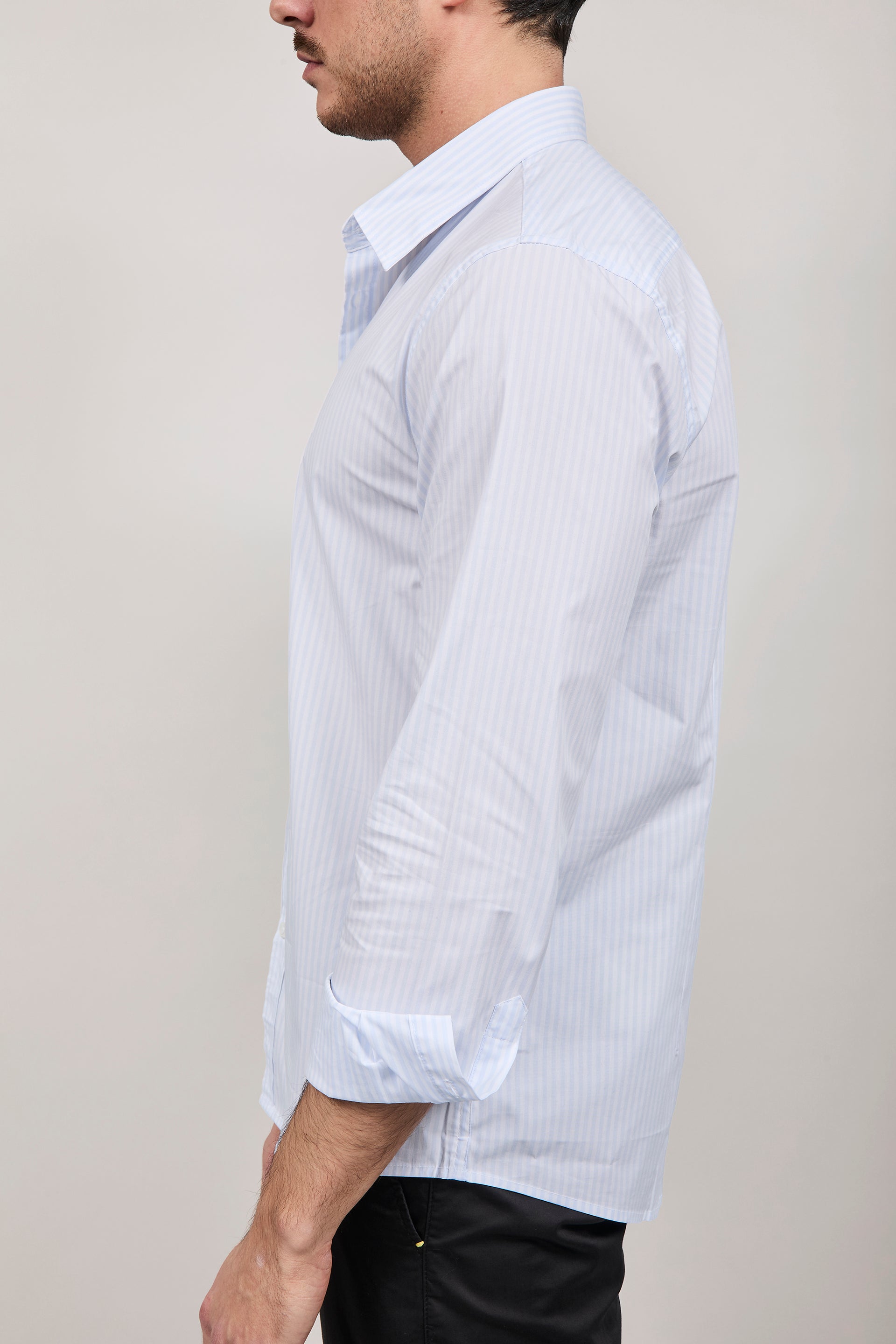 Camicia Hamaki-ho Rigata Celeste 1307