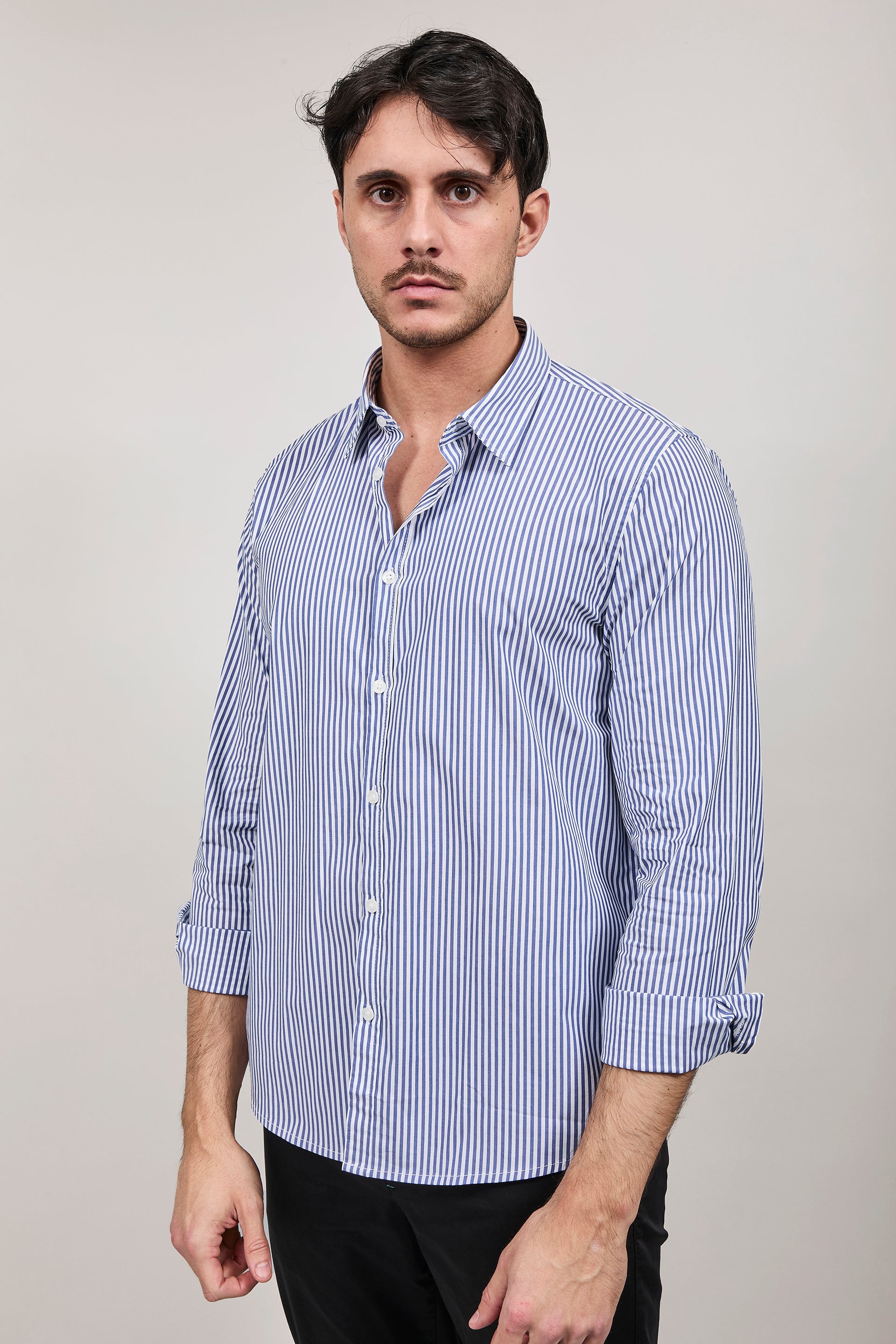 Camicia Hamaki-ho Rigata Blu 1307