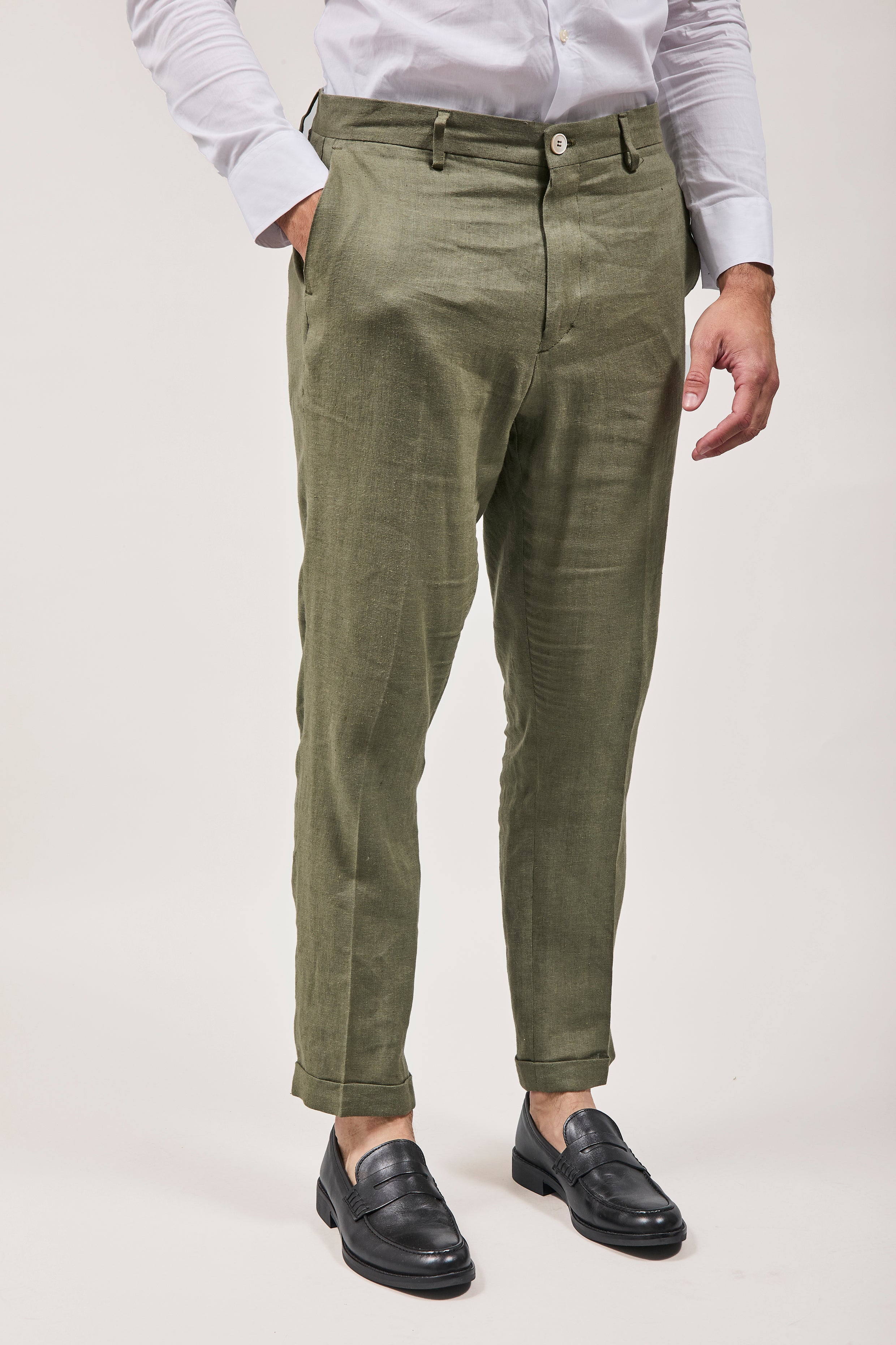 Pantalone Over-d Lino Militare G53
