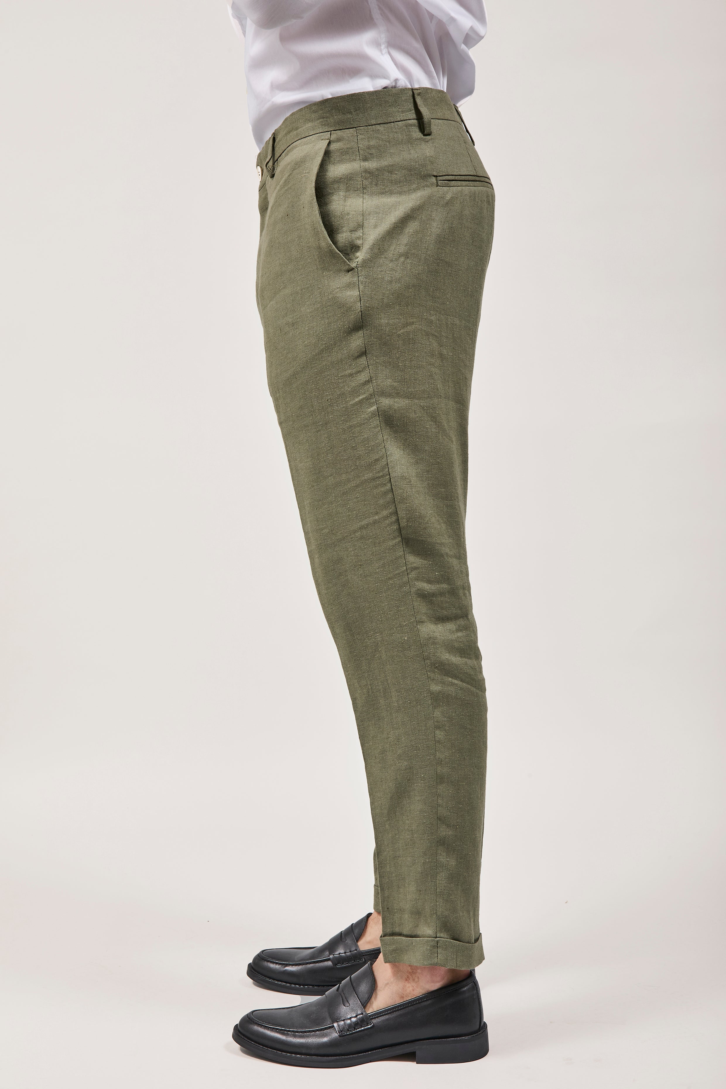 Pantalone Over-d Lino Militare G53