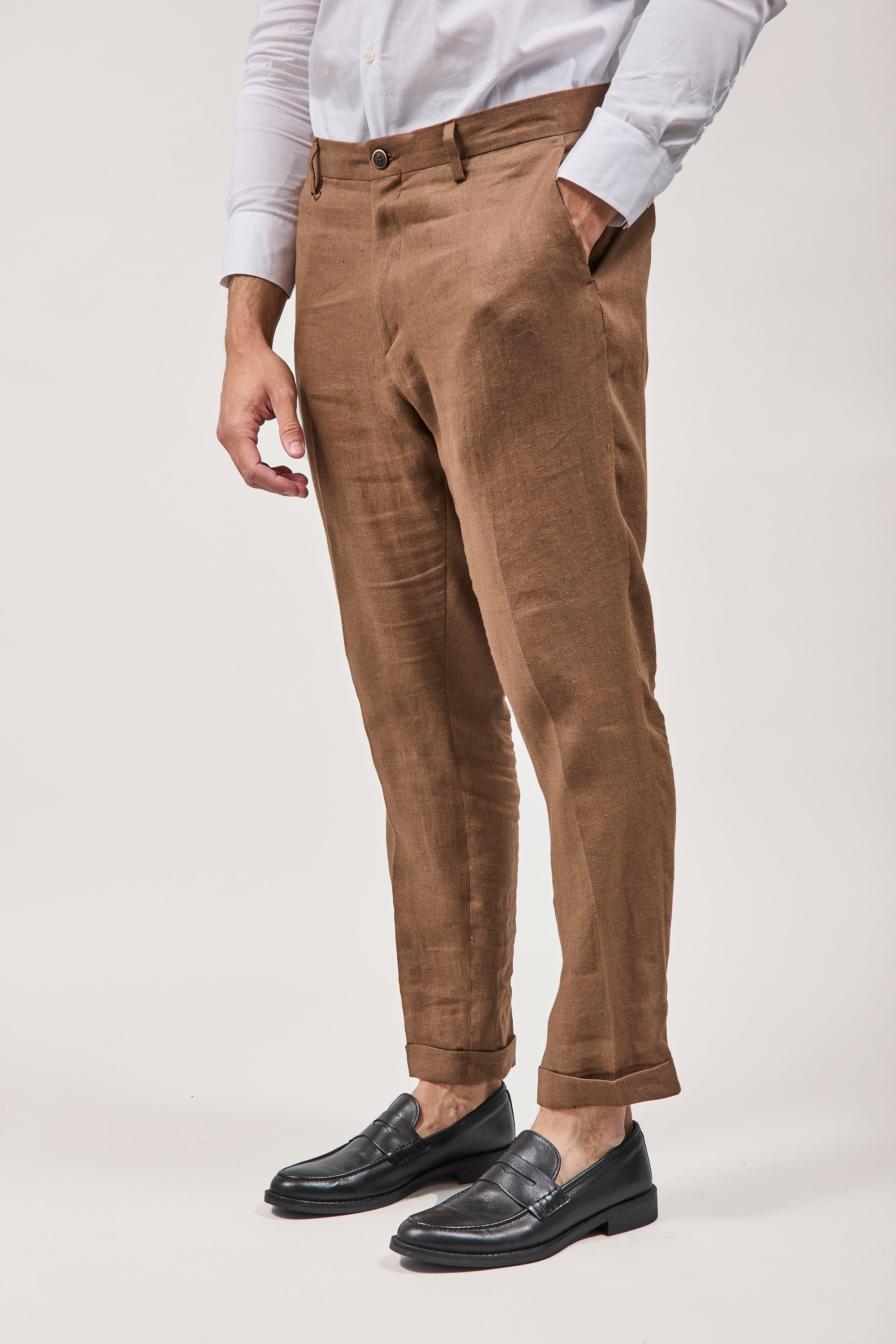 Pantalone Over-d Lino Cacao G53