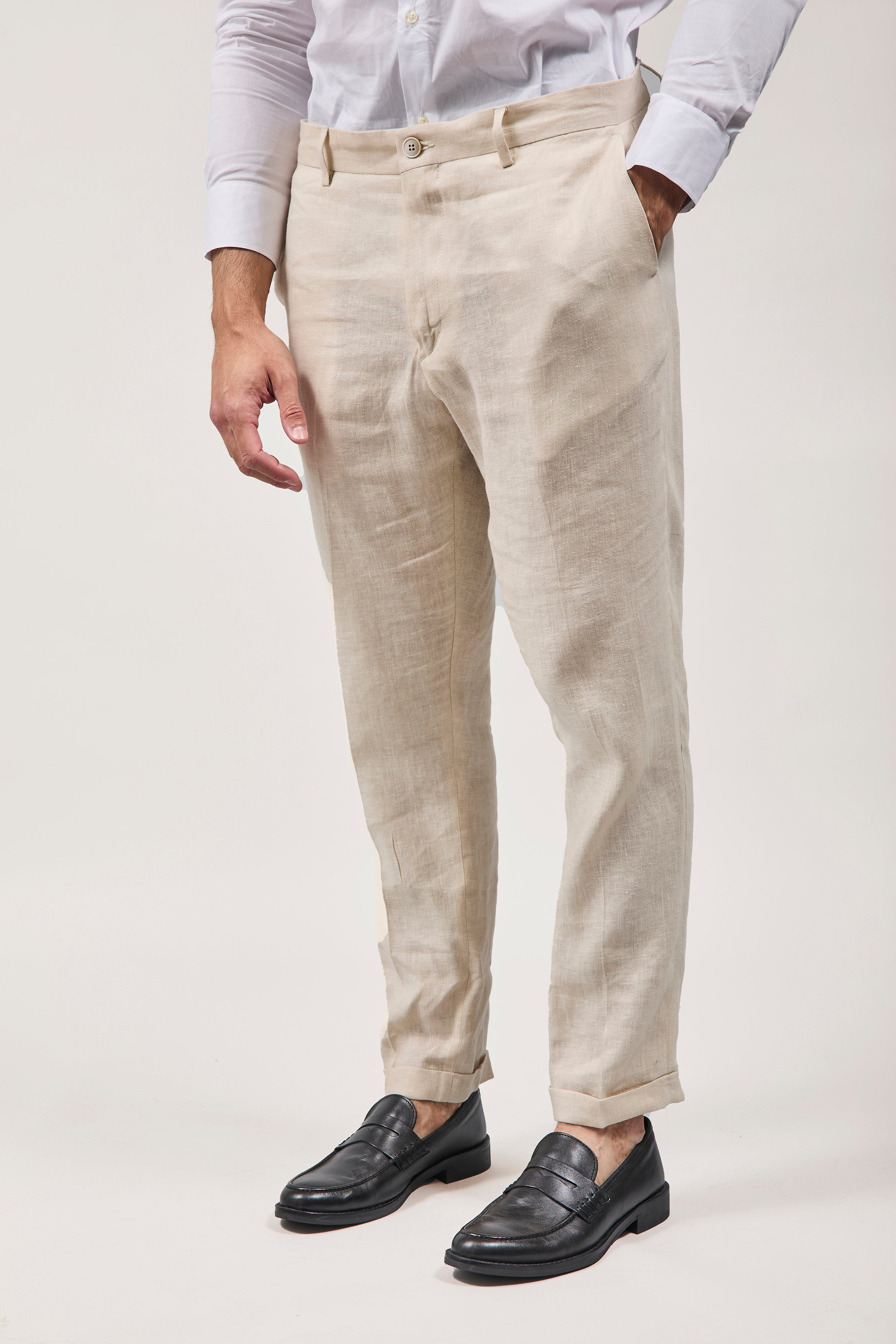 Pantalone Over-d Lino Beige G53
