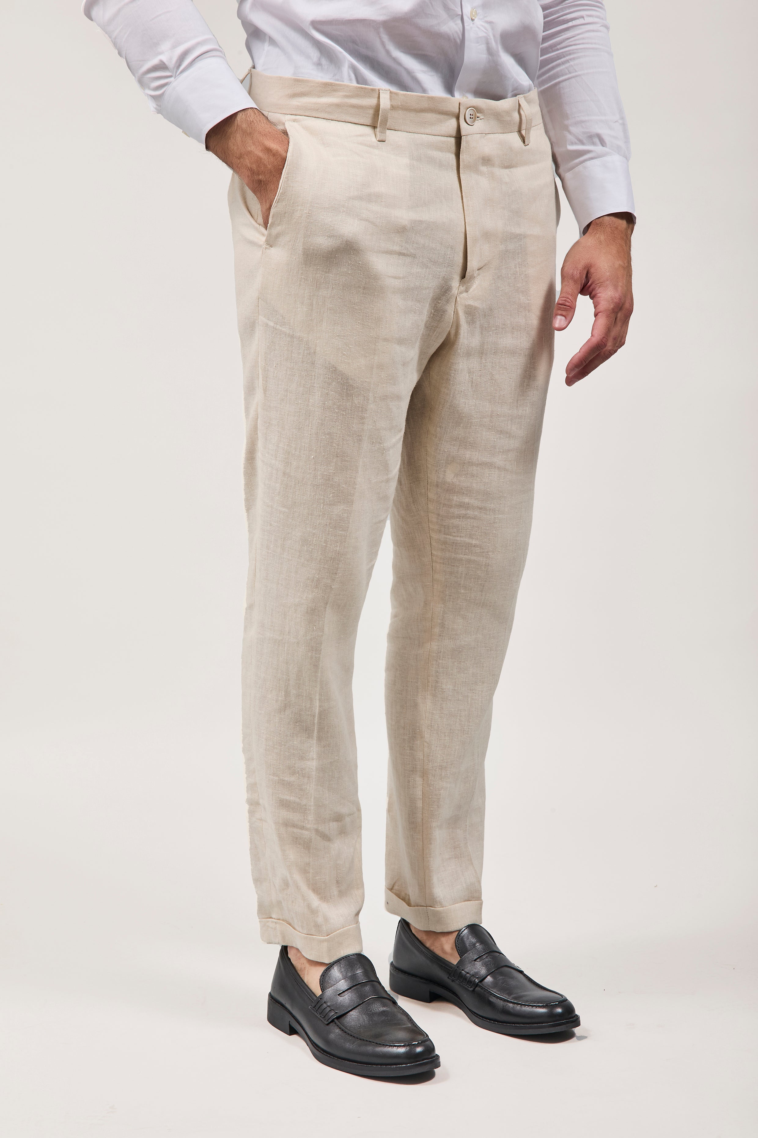 Pantalone Over-d Lino Beige G53