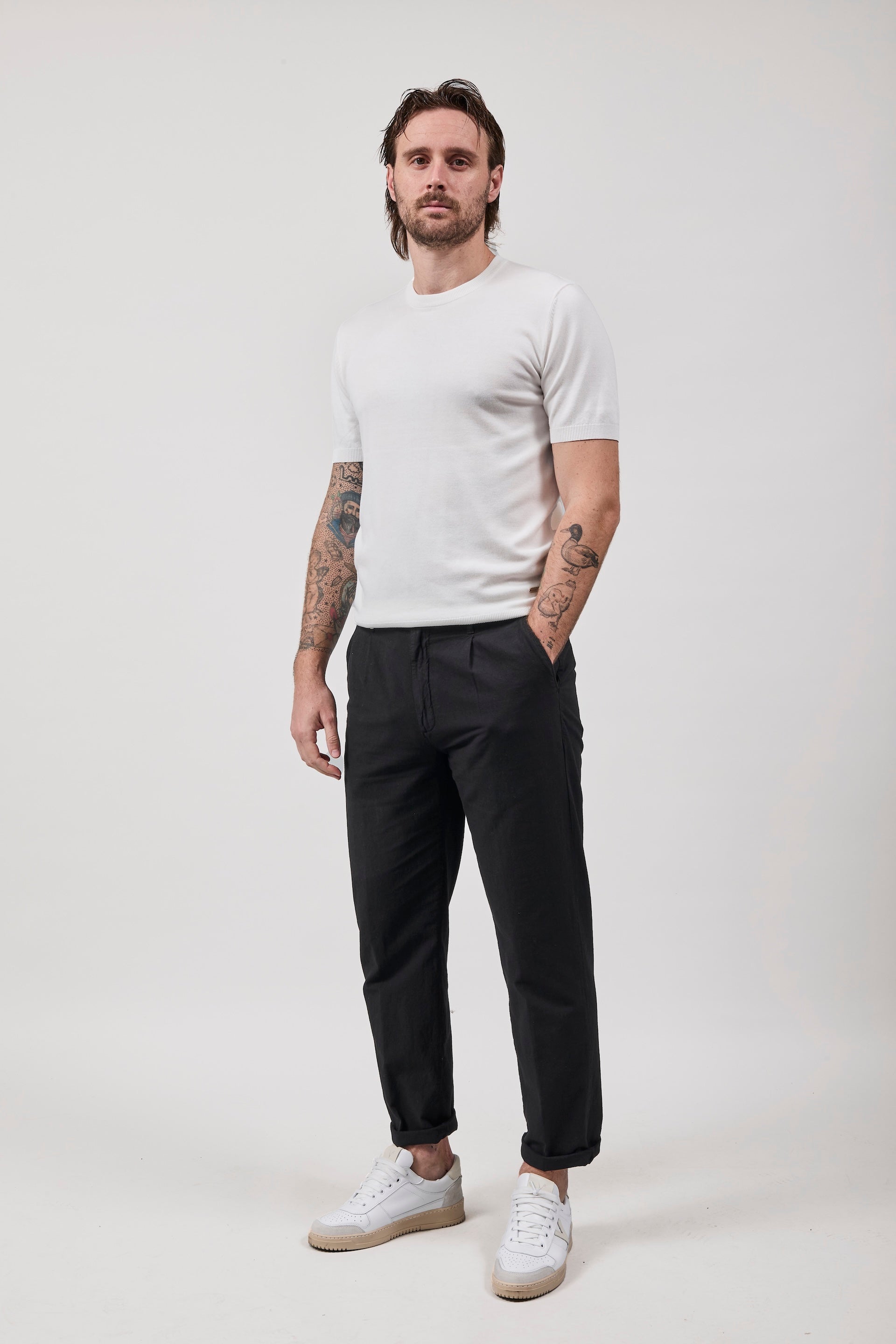 Pantalone Berna Lino Nero 379