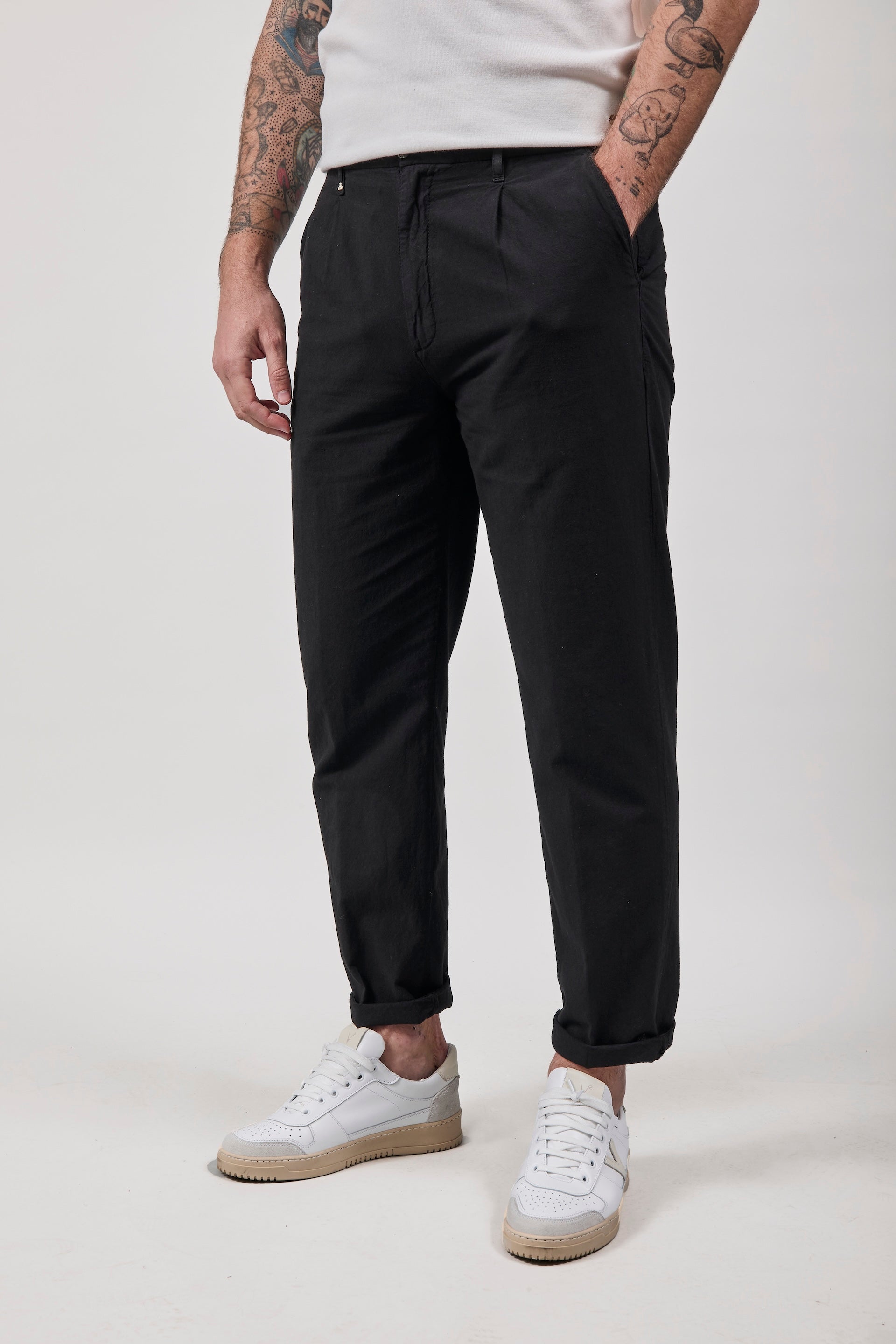 Pantalone Berna Lino Nero 379