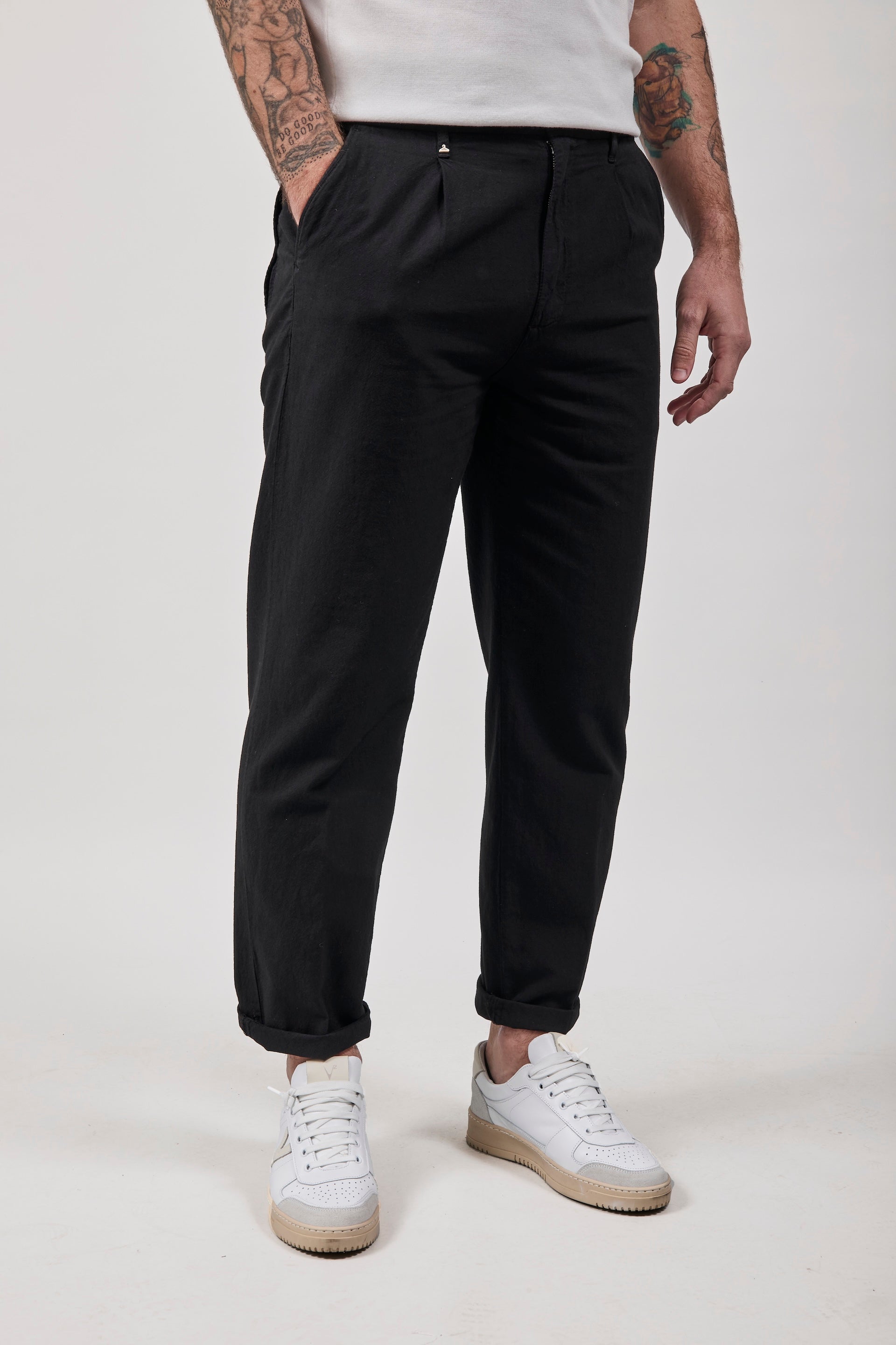 Pantalone Berna Lino Nero 379