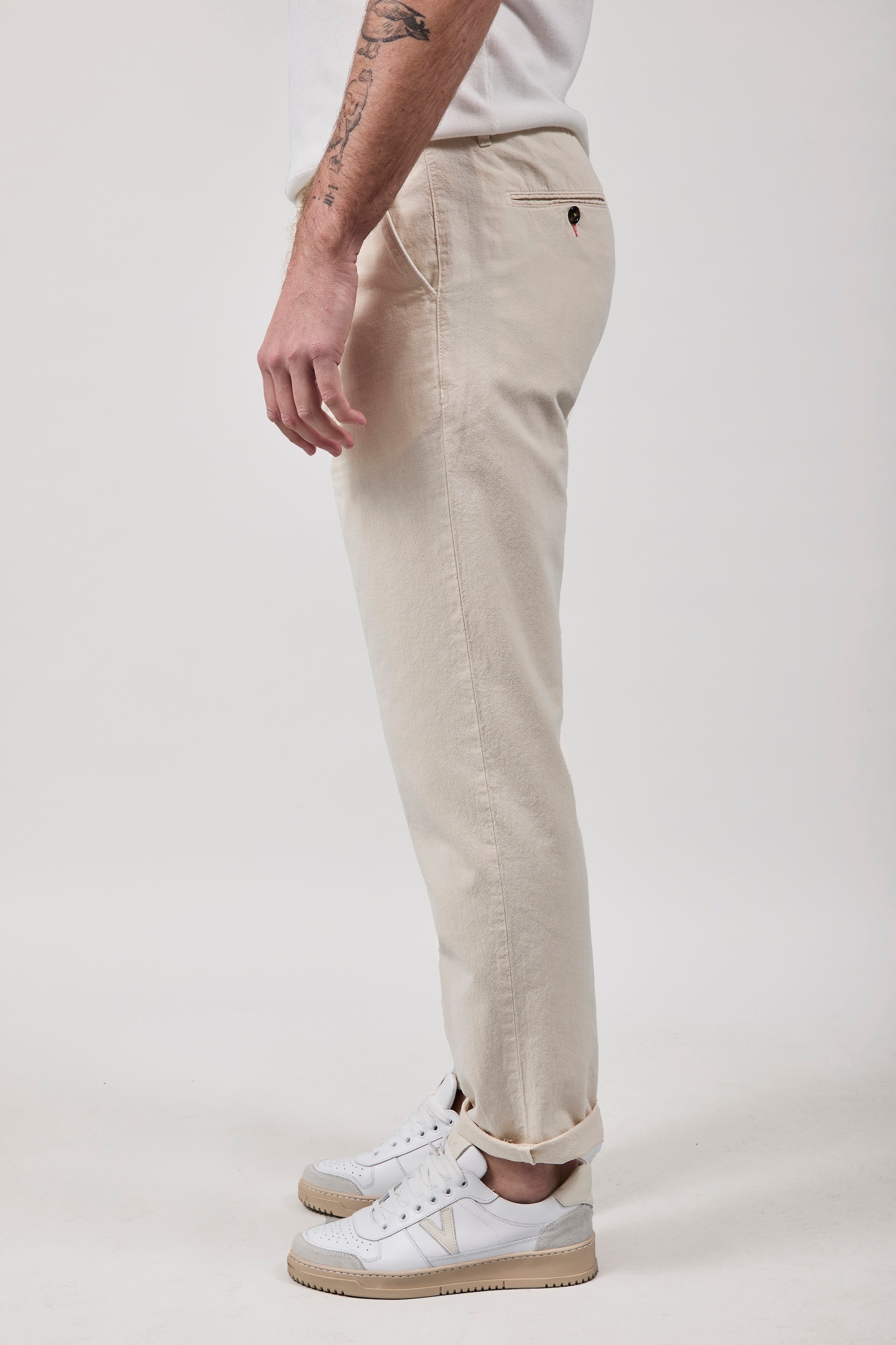 Pantalone Berna Lino Panna 379