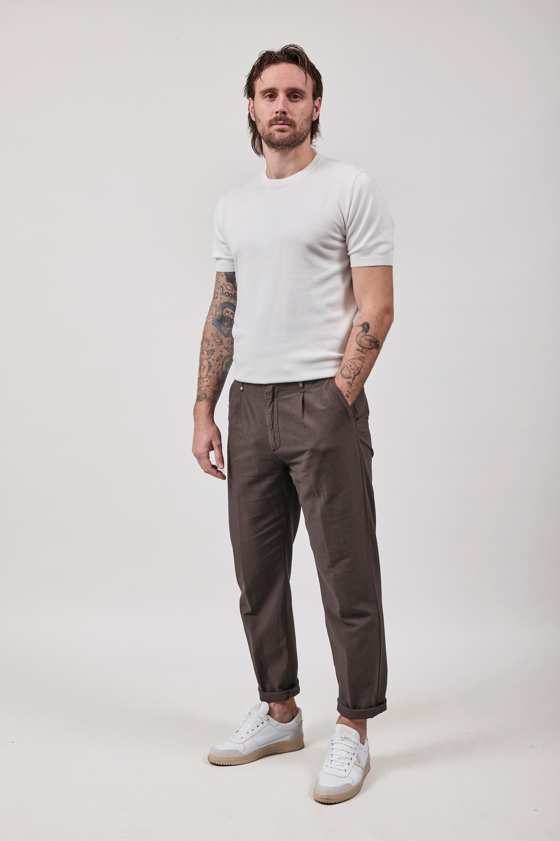 Pantalone Berna Lino Caffè 379