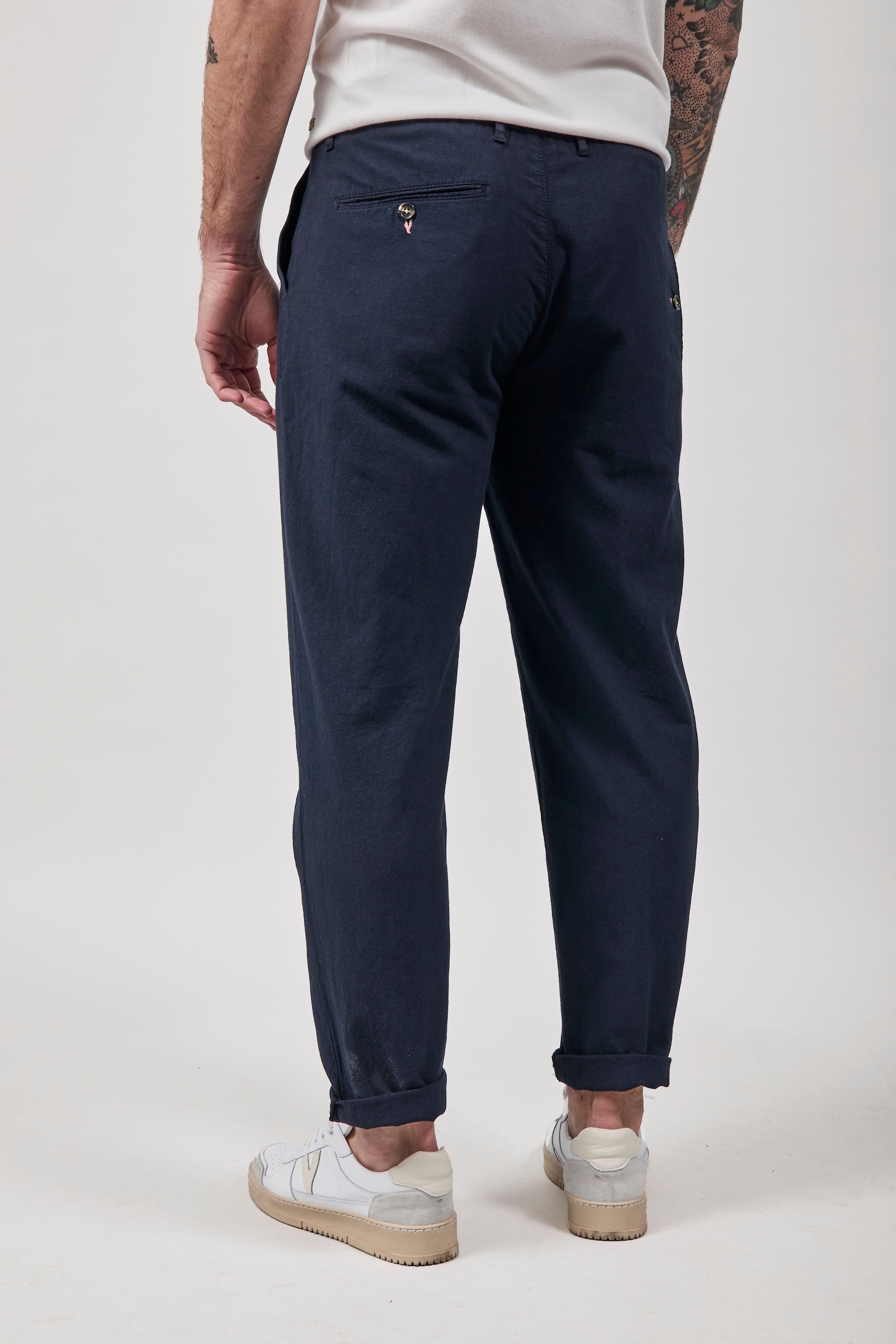 Pantalone Berna Lino Navy 379