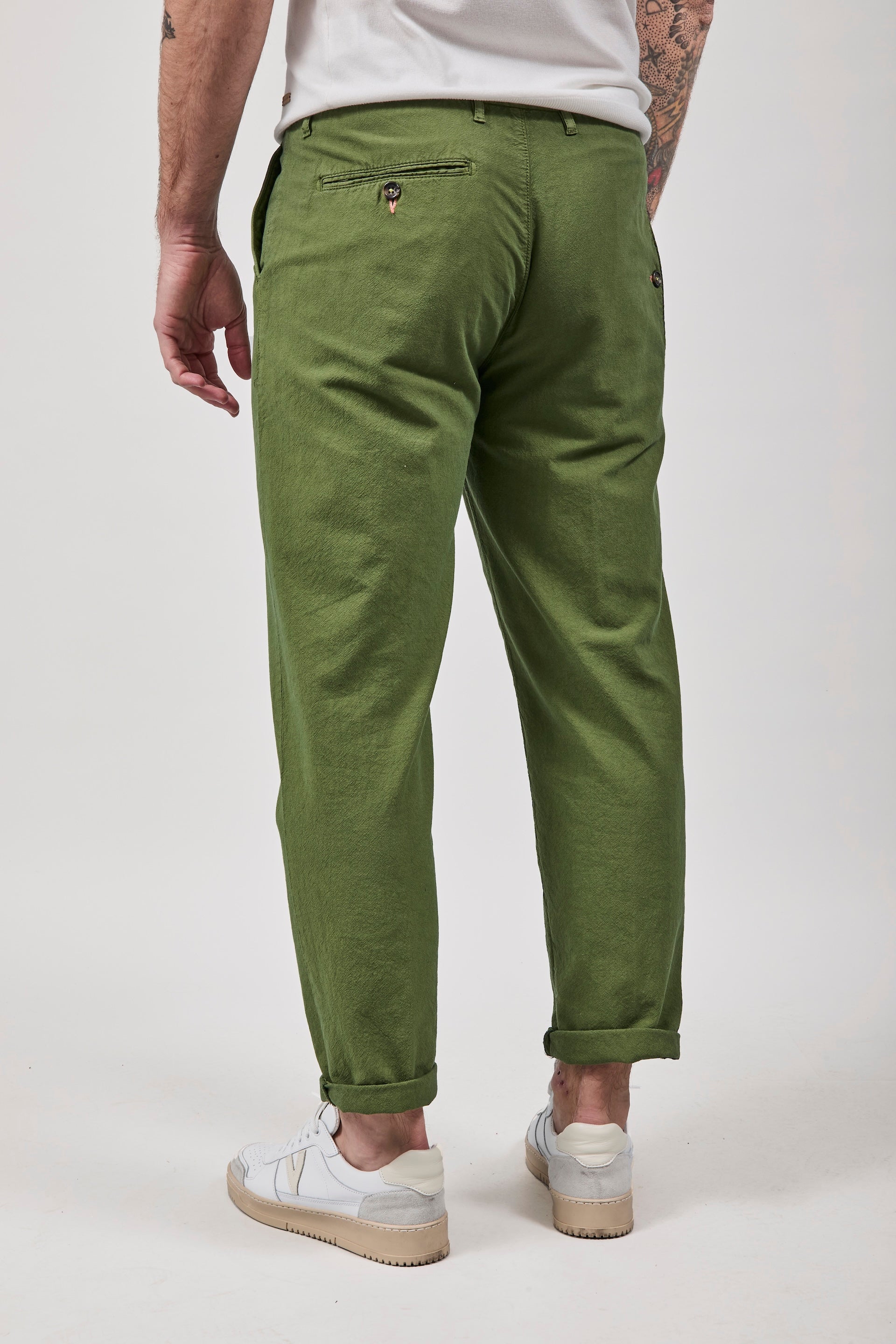 Pantalone Berna Lino Verde 379