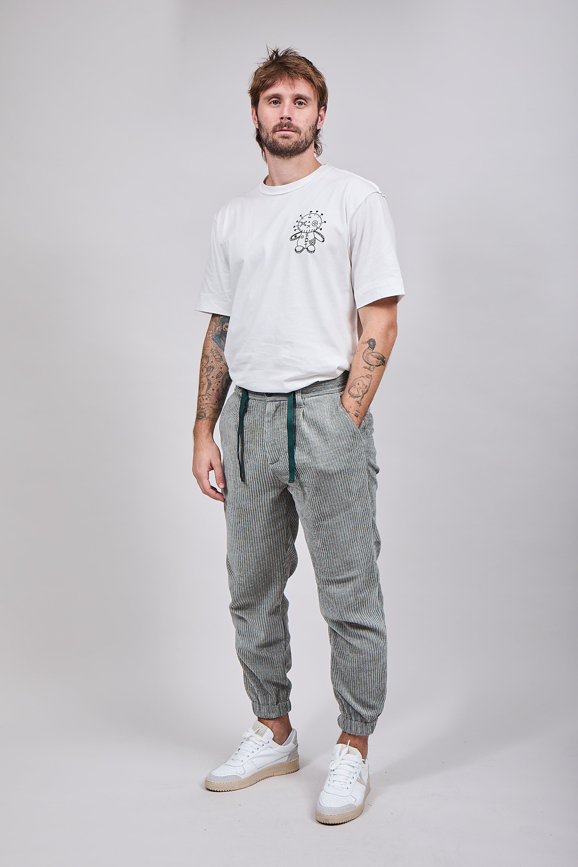 Pantalone velluto Berna polsino 117 Verde