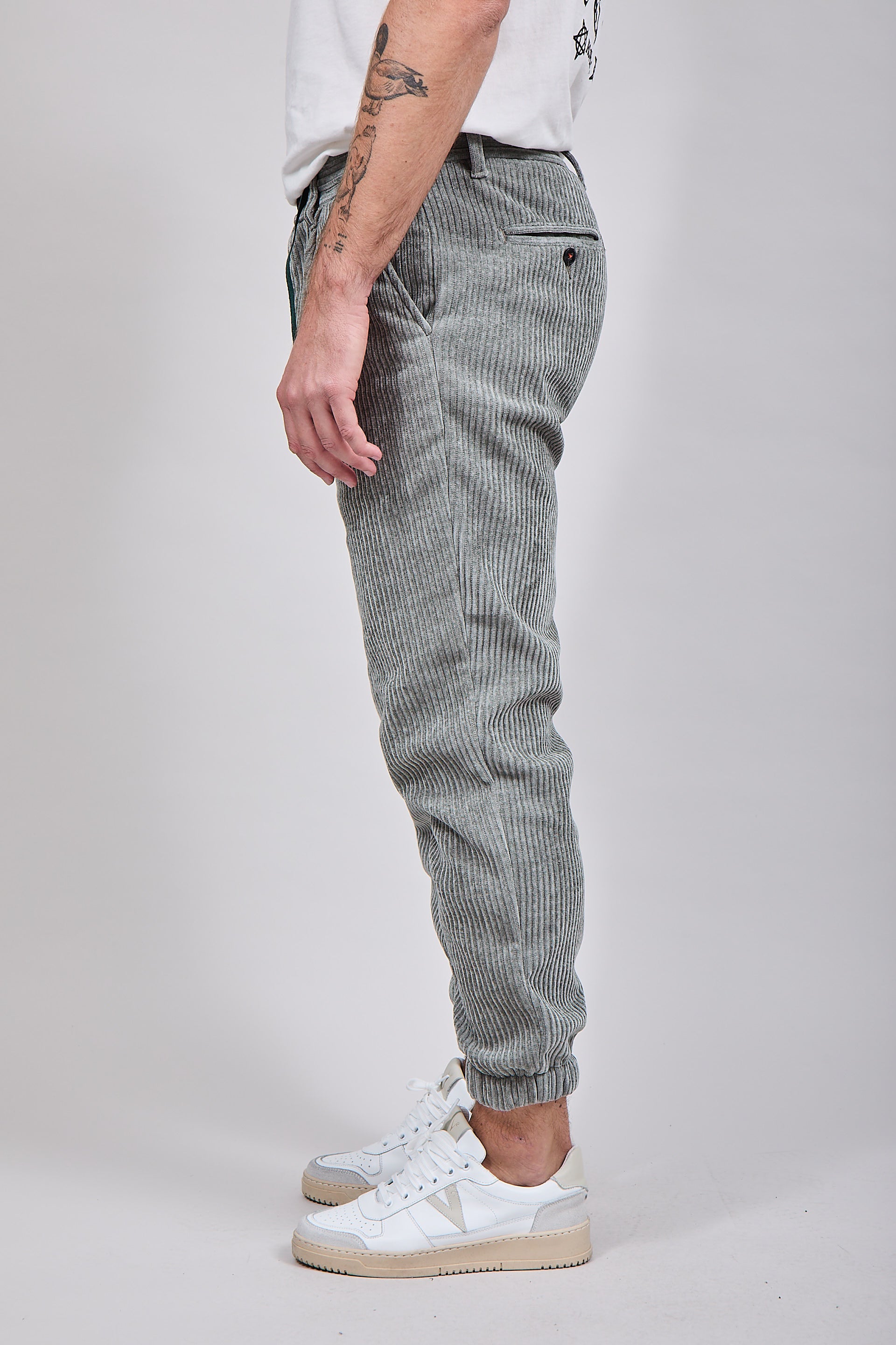 Pantalone velluto Berna polsino 117 Verde