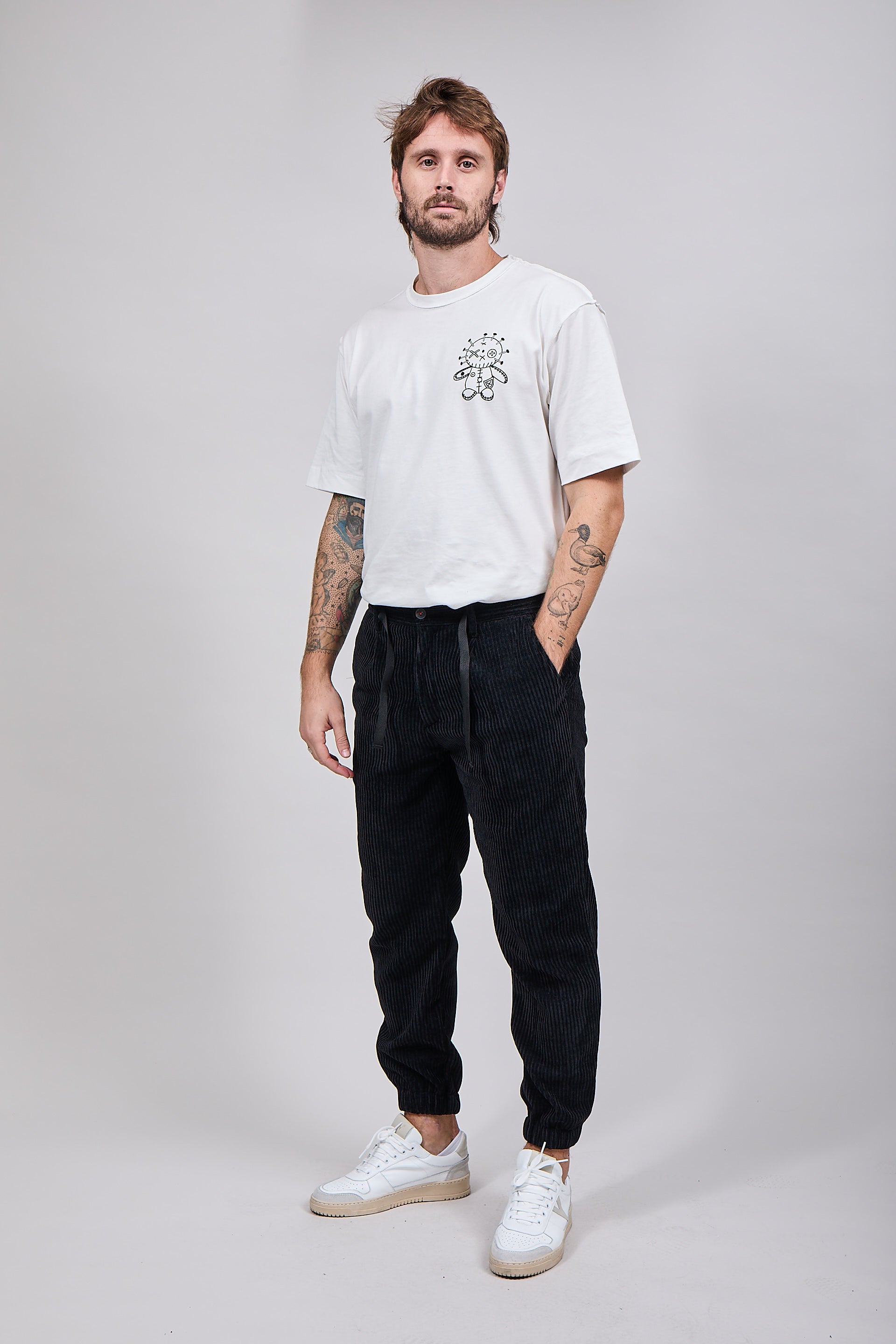 Pantalone velluto Berna polsino 117 Nero