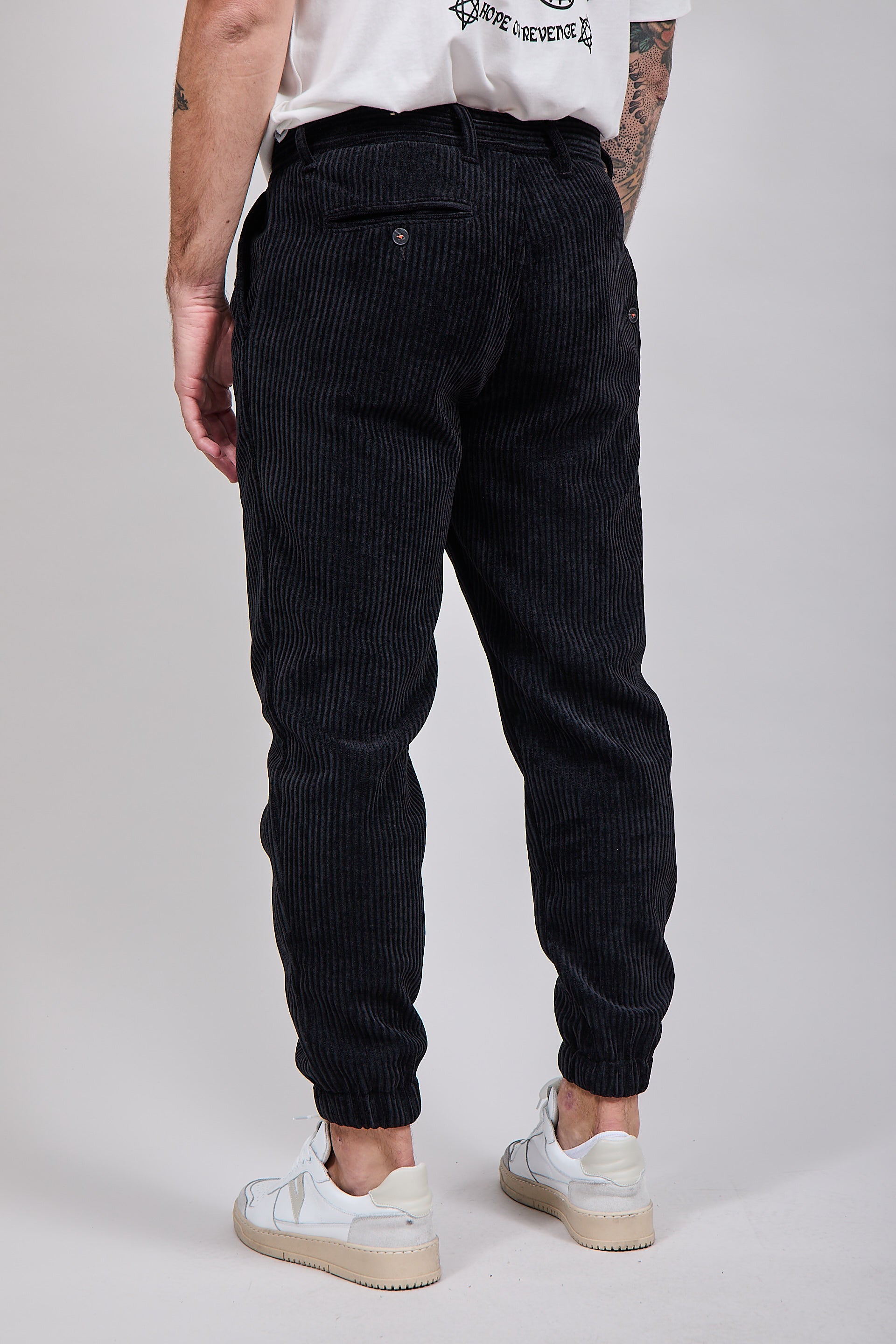 Pantalone velluto Berna polsino 117 Nero
