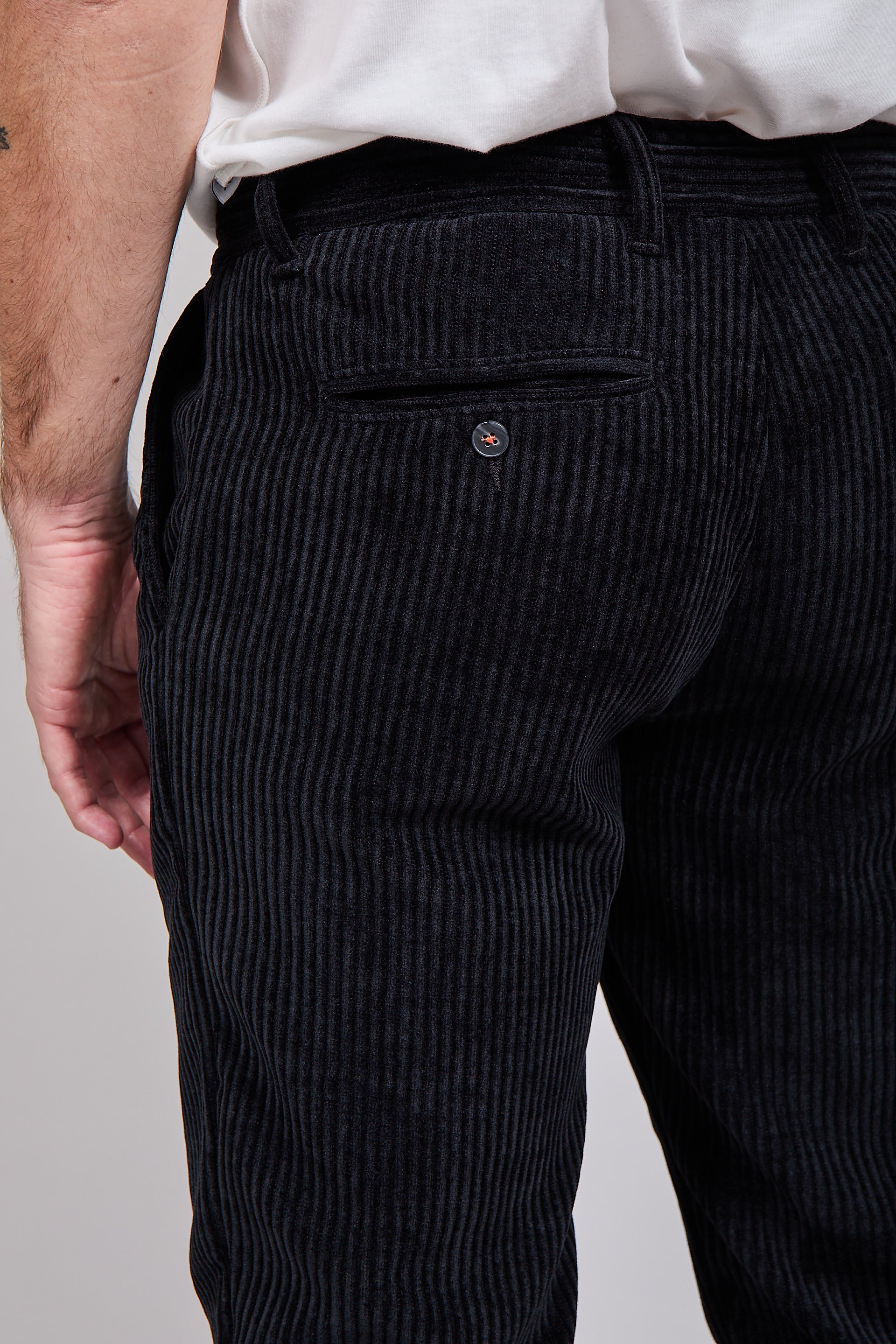 Pantalone velluto Berna polsino 117 Nero