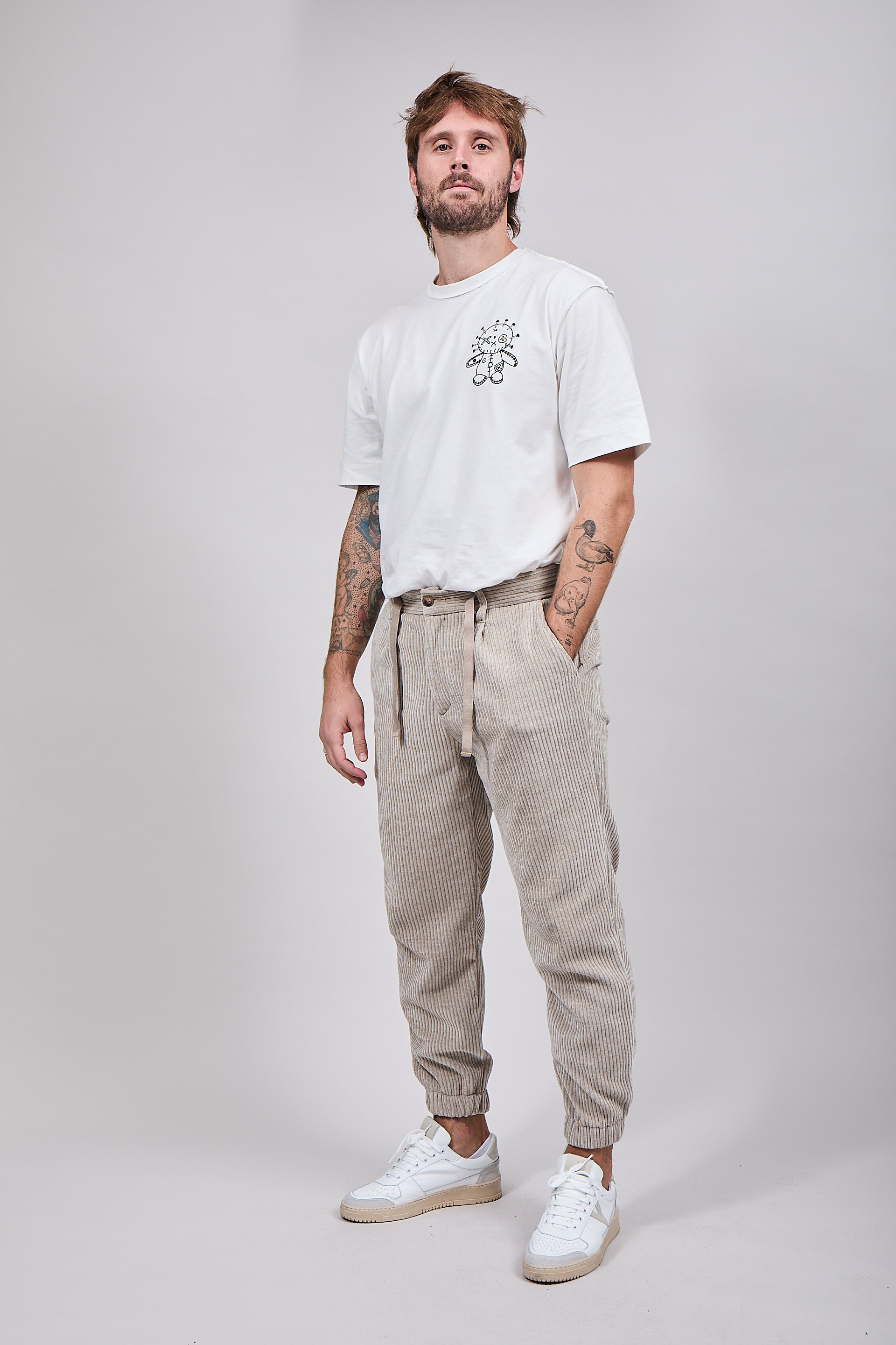 Pantalone velluto Berna polsino 117 Beige
