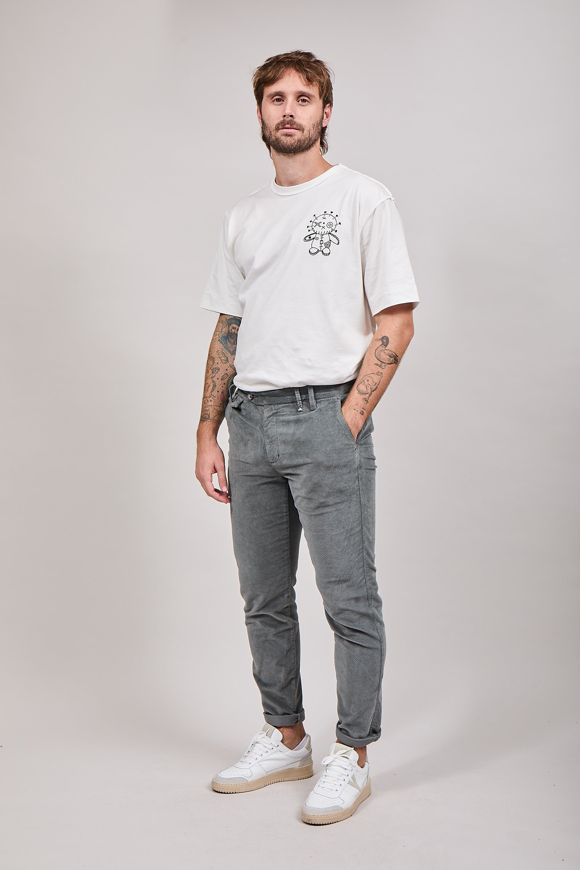 Pantalone velluto Berna chinos 118 Topo