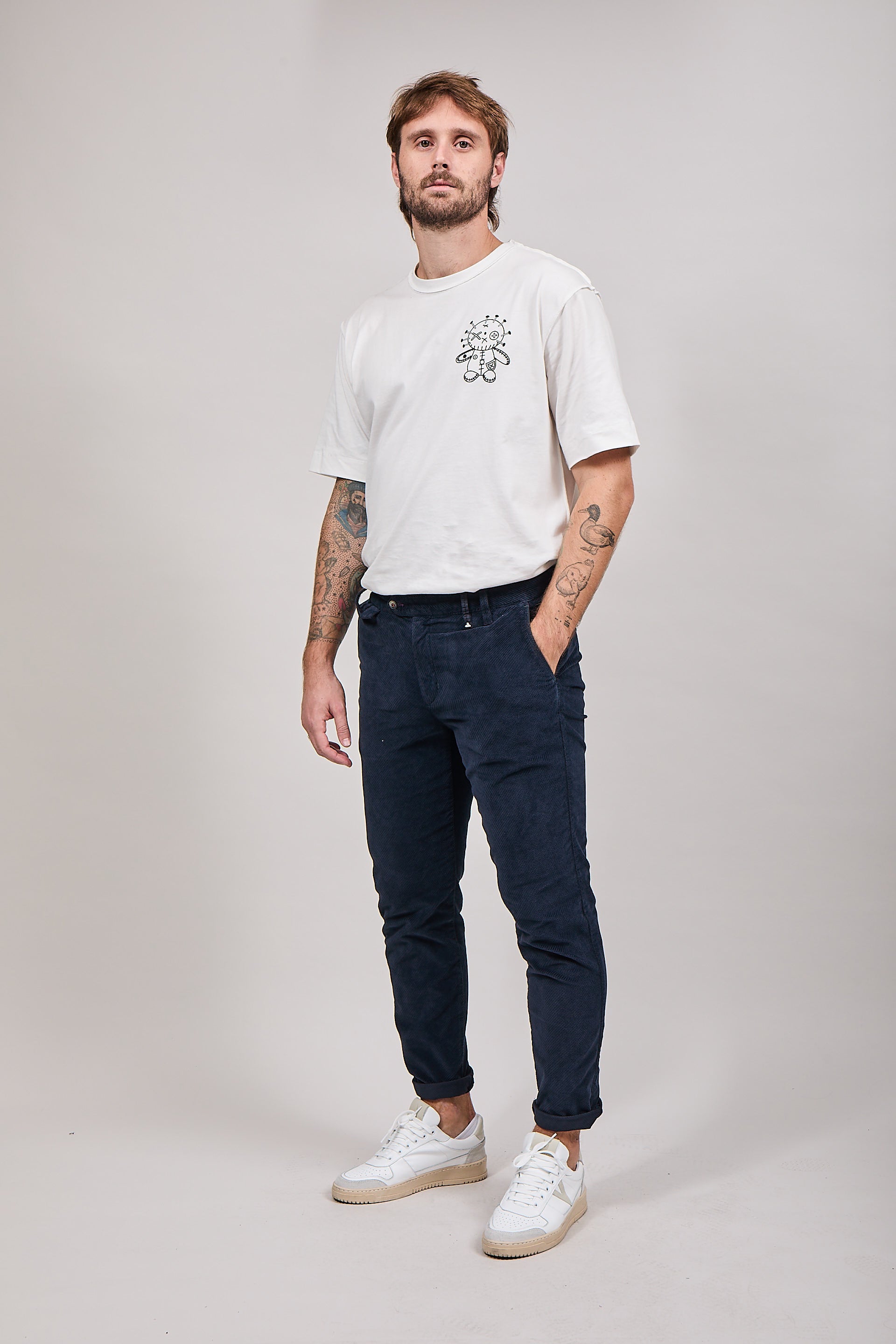 Pantalone velluto Berna chinos 118 Blu