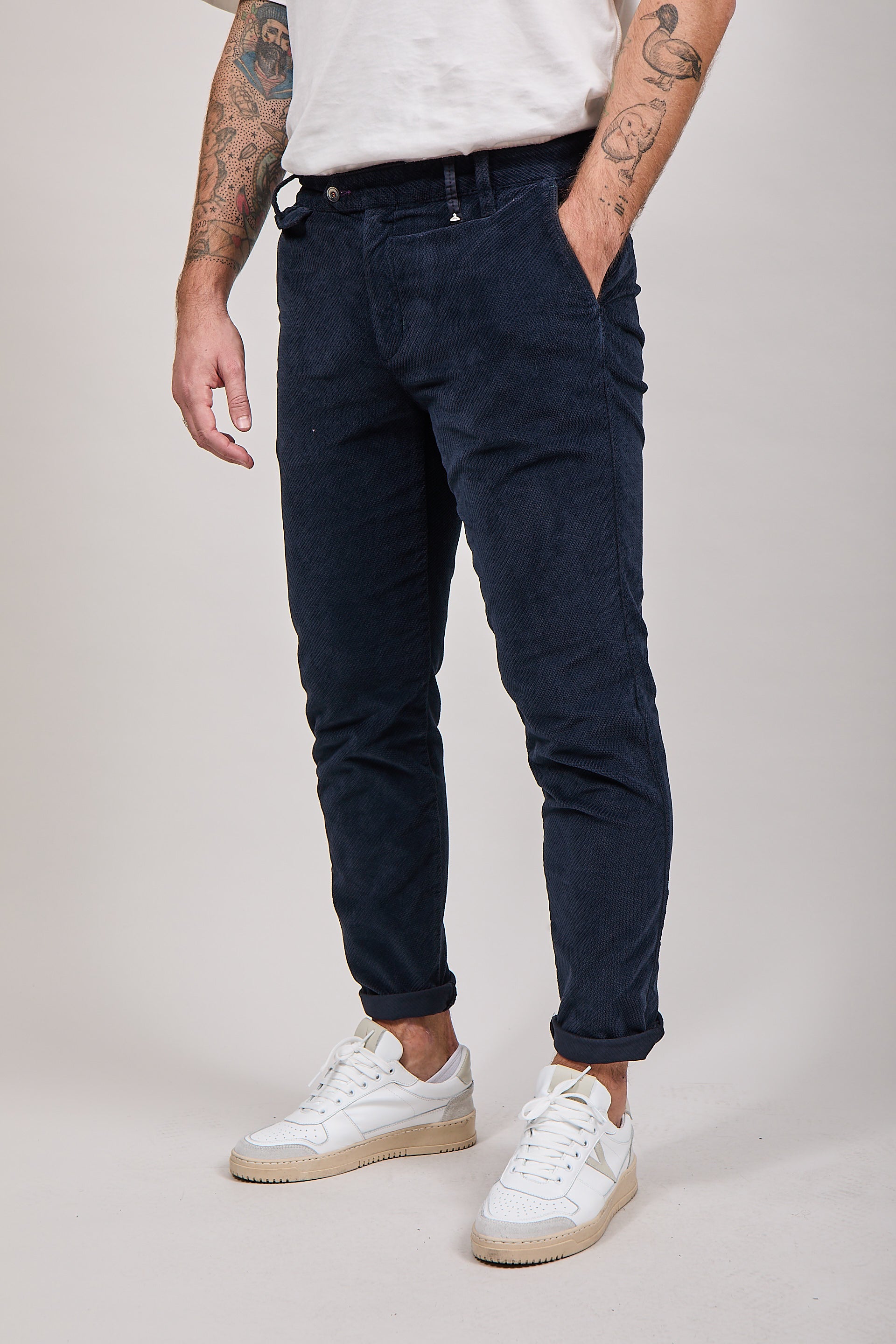 Pantalone velluto Berna chinos 118 Blu