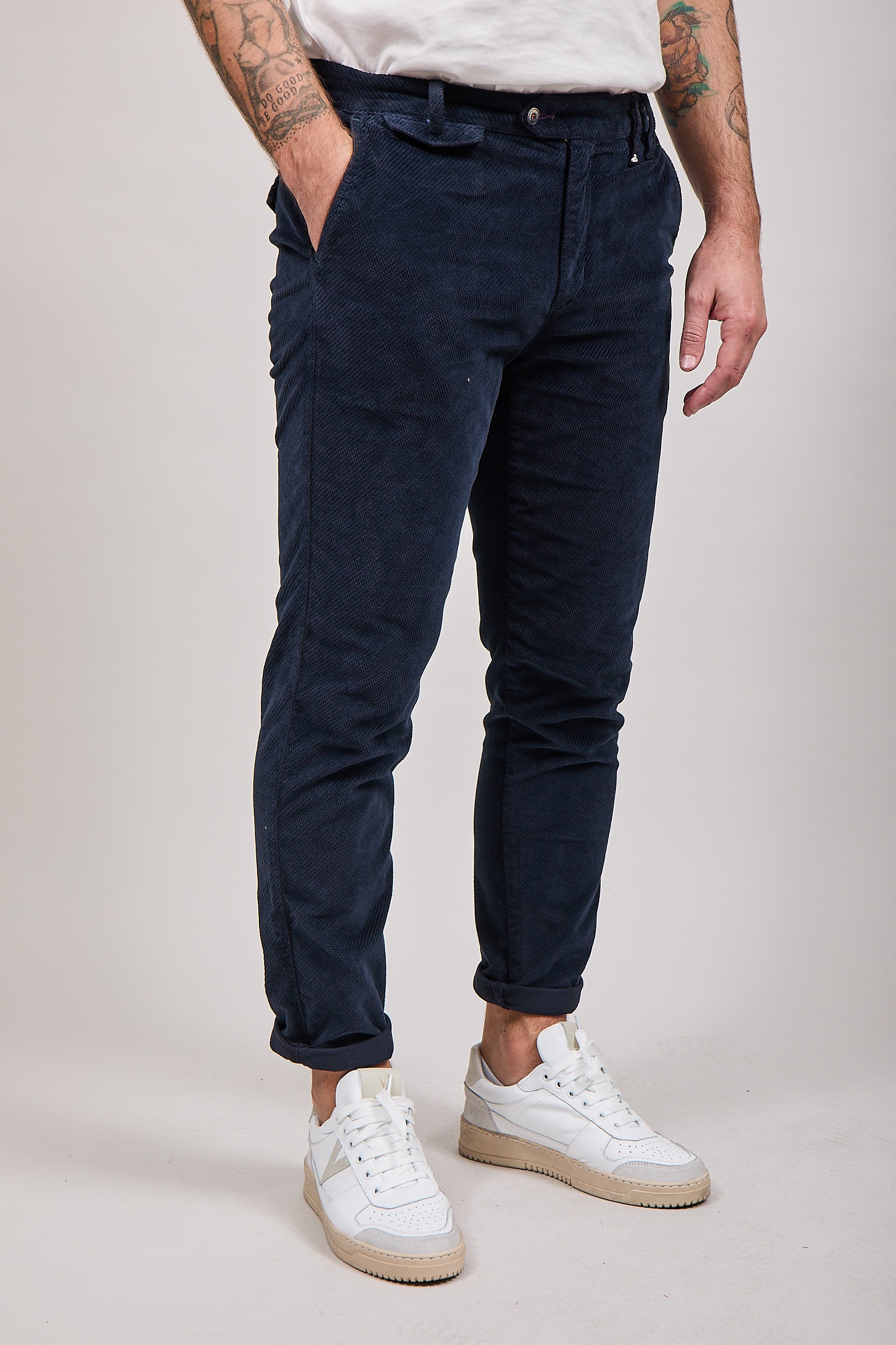 Pantalone velluto Berna chinos 118 Blu